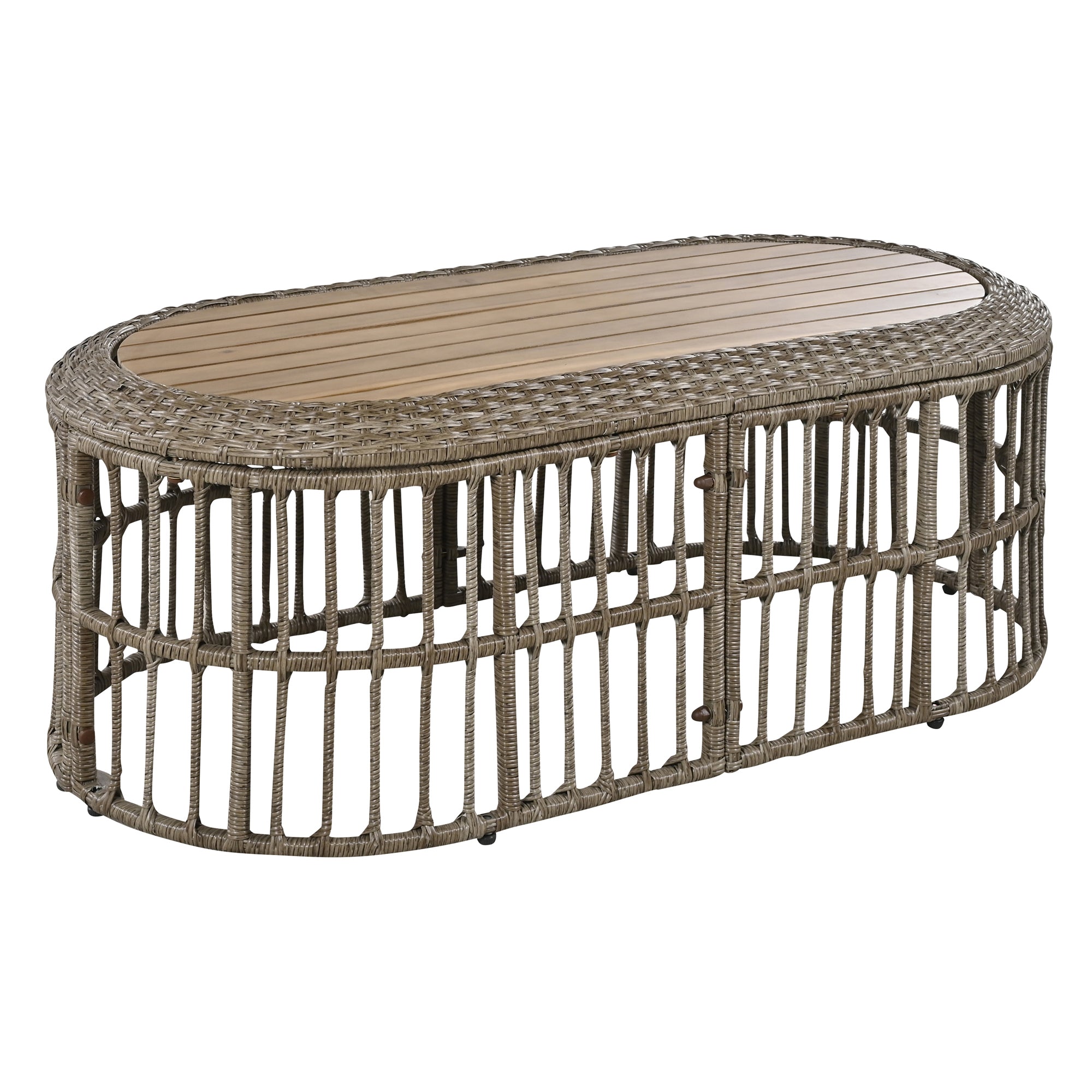 4-Piece Rattan Grey Outdoor Patio Conversation Set with Seating Set with Cushions