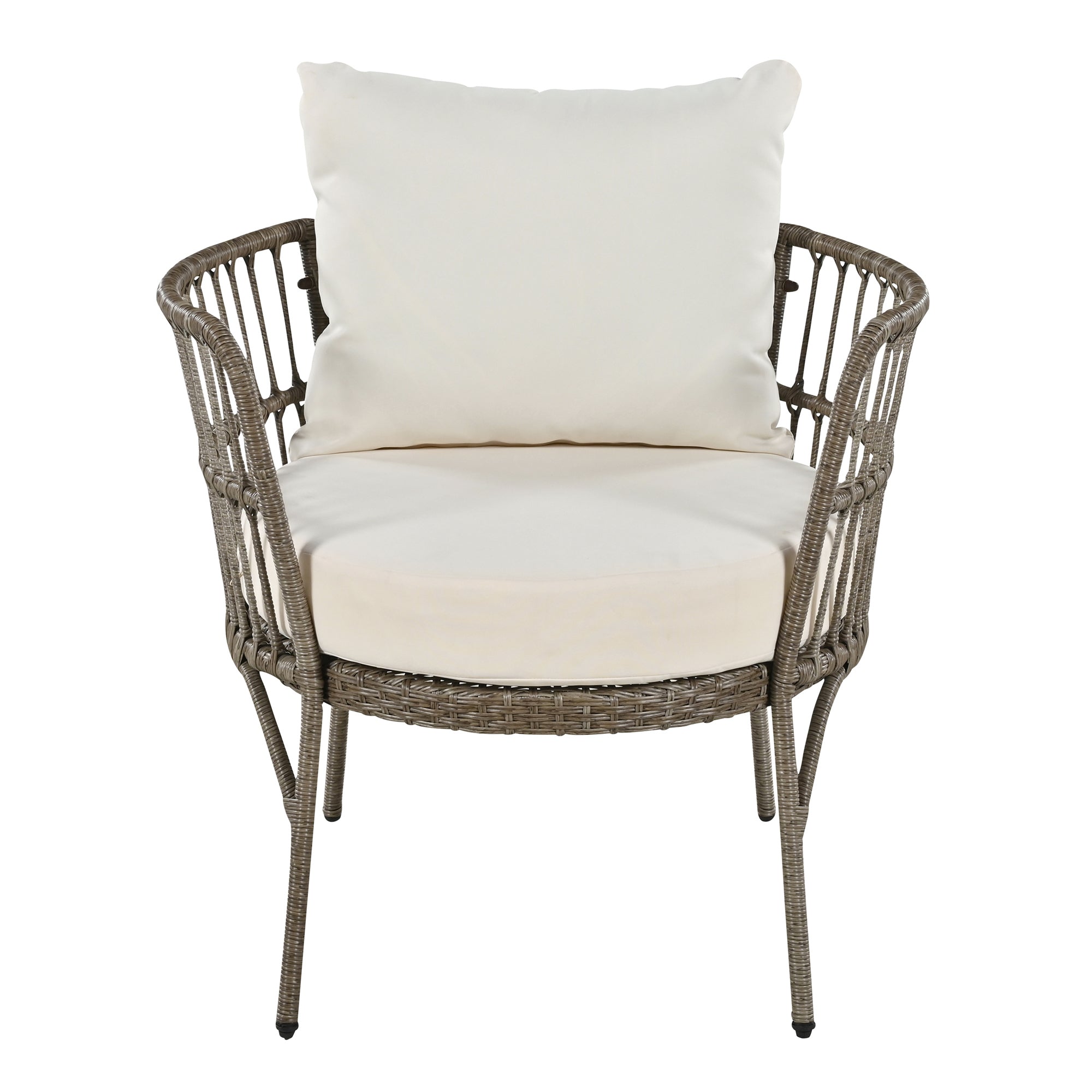 4-Piece Rattan Grey Outdoor Patio Conversation Set with Seating Set with Cushions