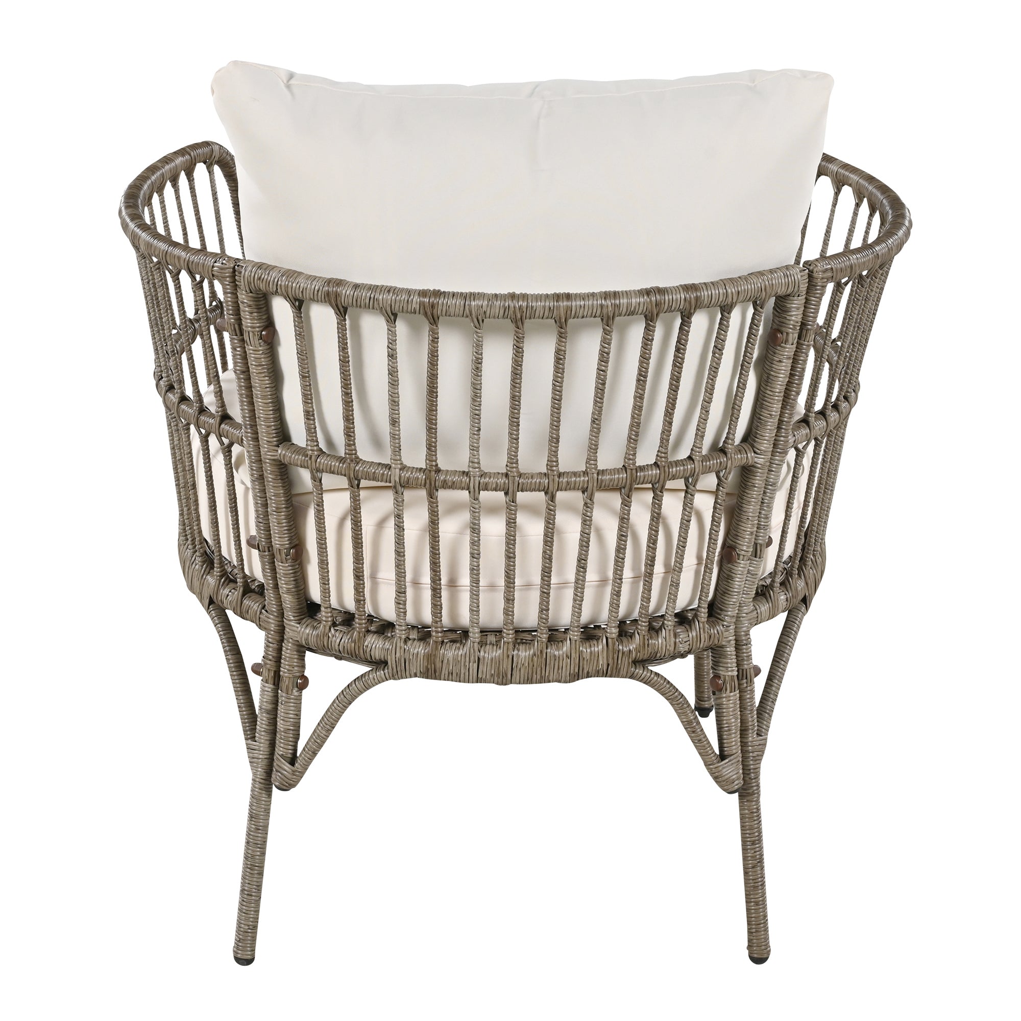 4-Piece Rattan Grey Outdoor Patio Conversation Set with Seating Set with Cushions