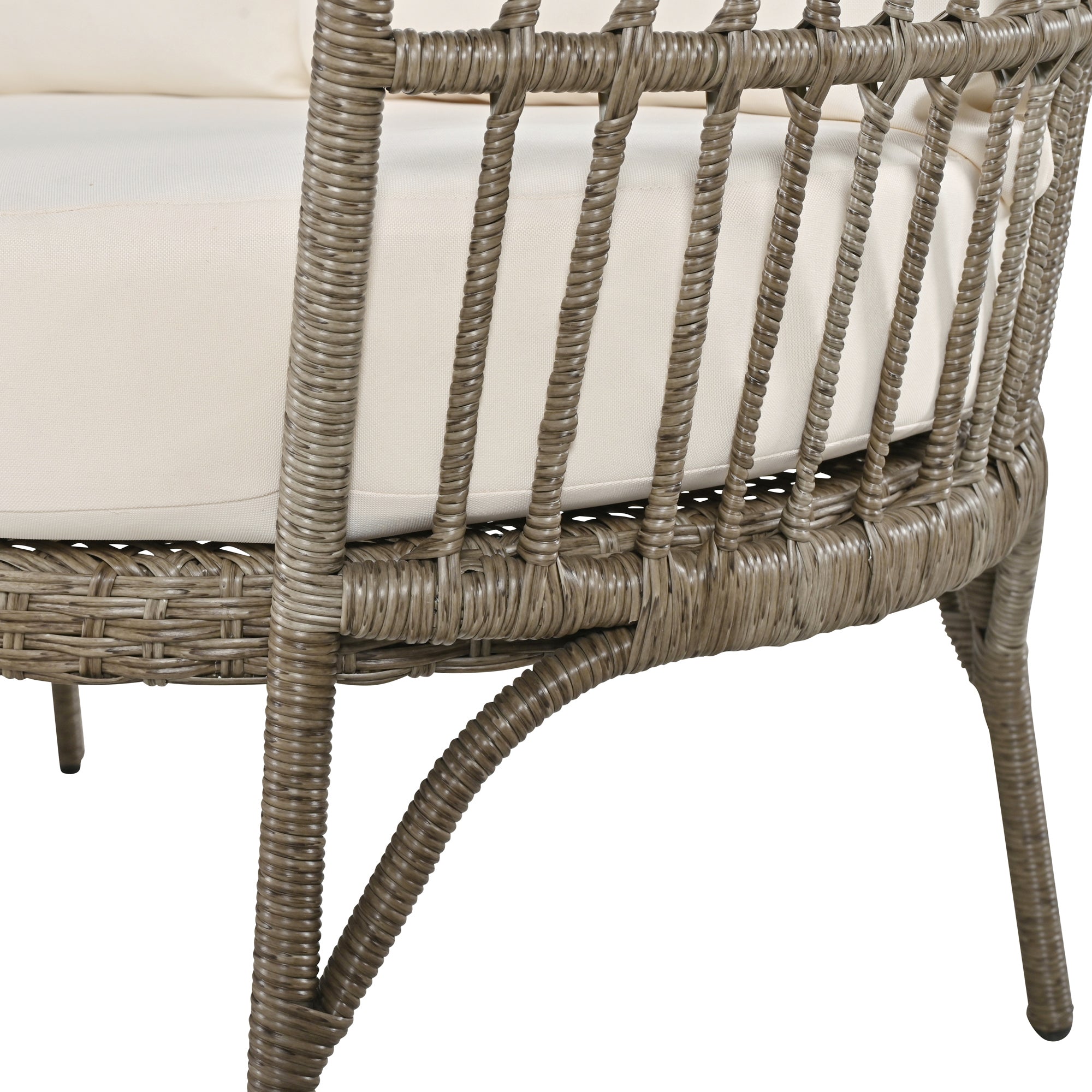 4-Piece Rattan Grey Outdoor Patio Conversation Set with Seating Set with Cushions