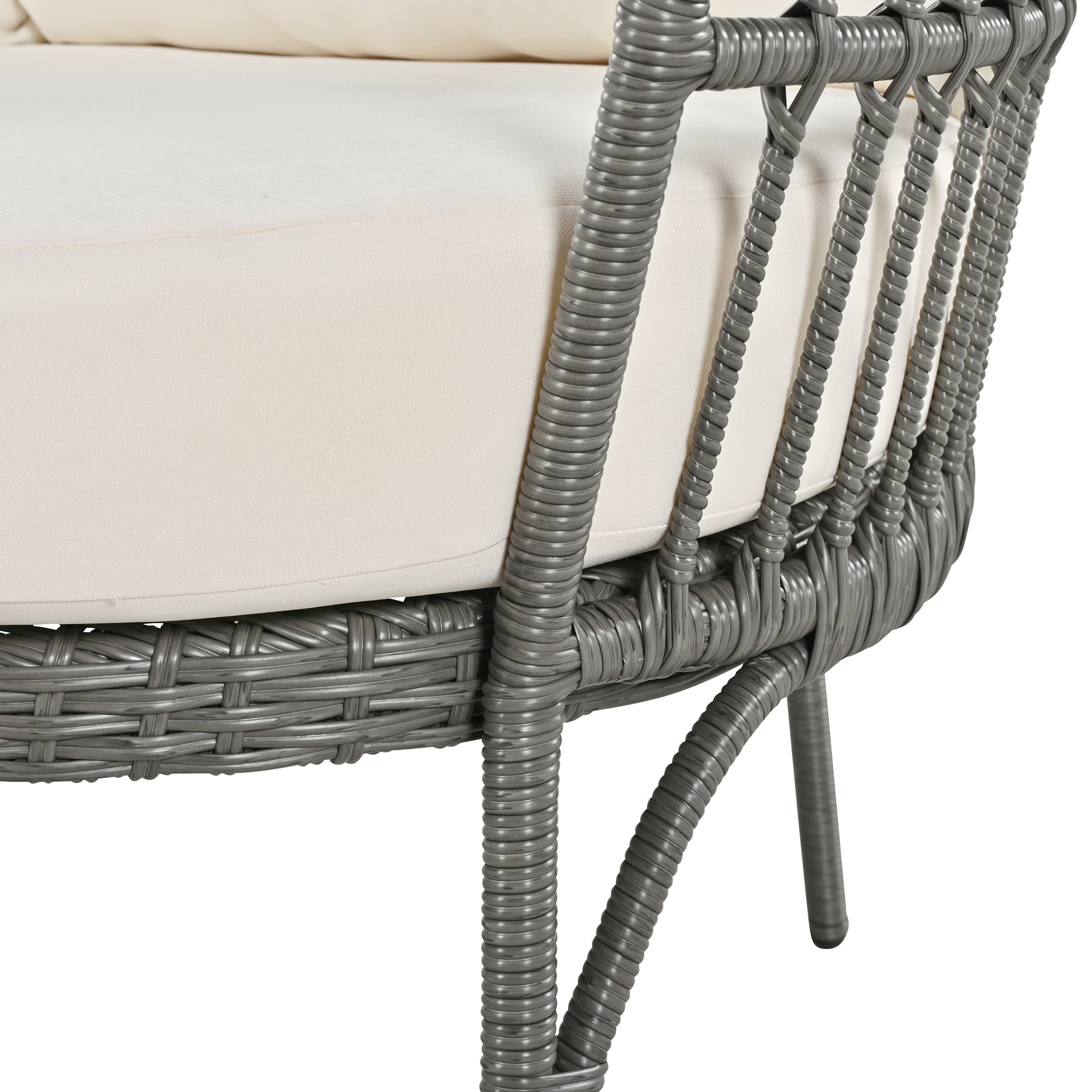 4-Piece Rattan Grey Outdoor Patio Conversation Set with Seating Set with Cushions