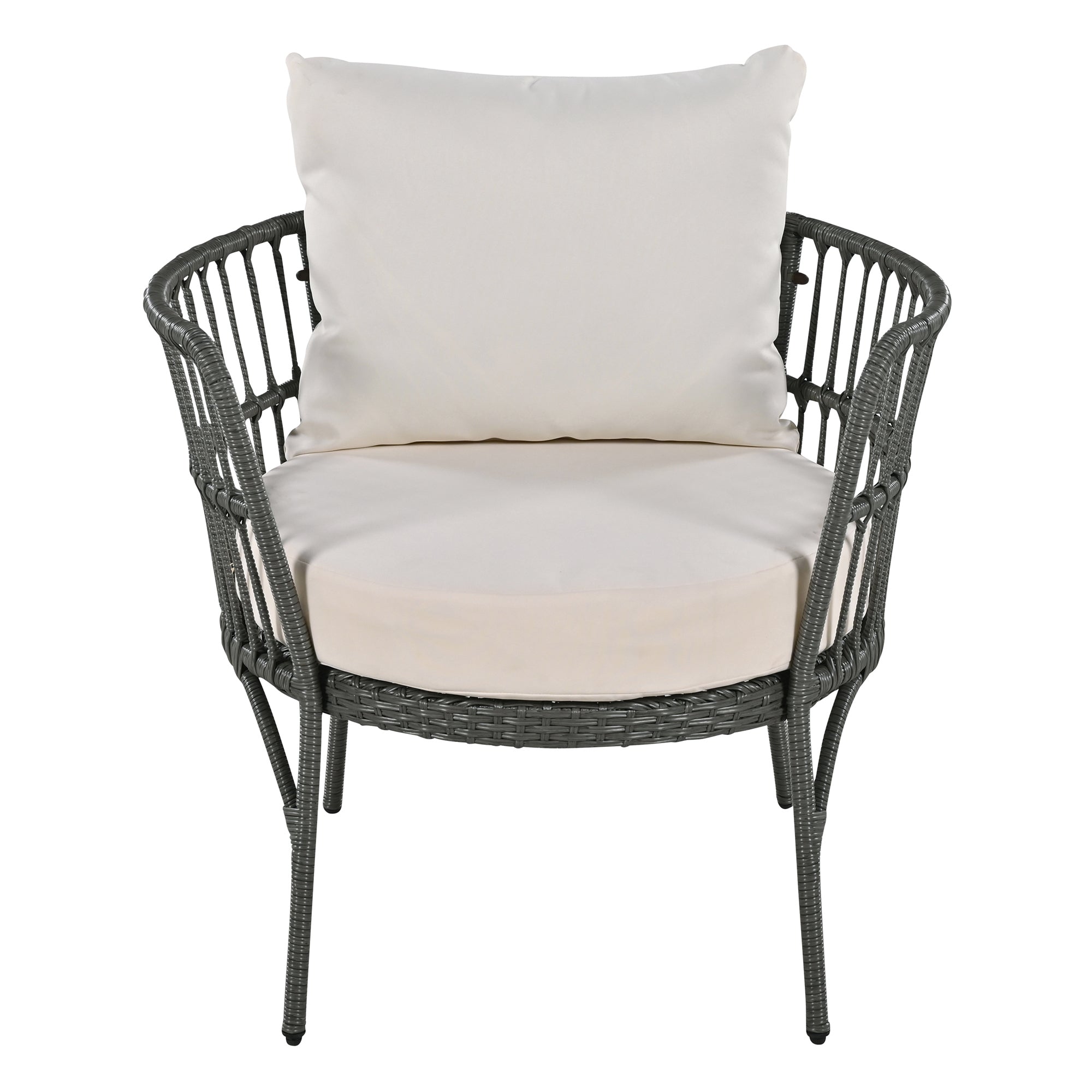 4-Piece Rattan Grey Outdoor Patio Conversation Set with Seating Set with Cushions