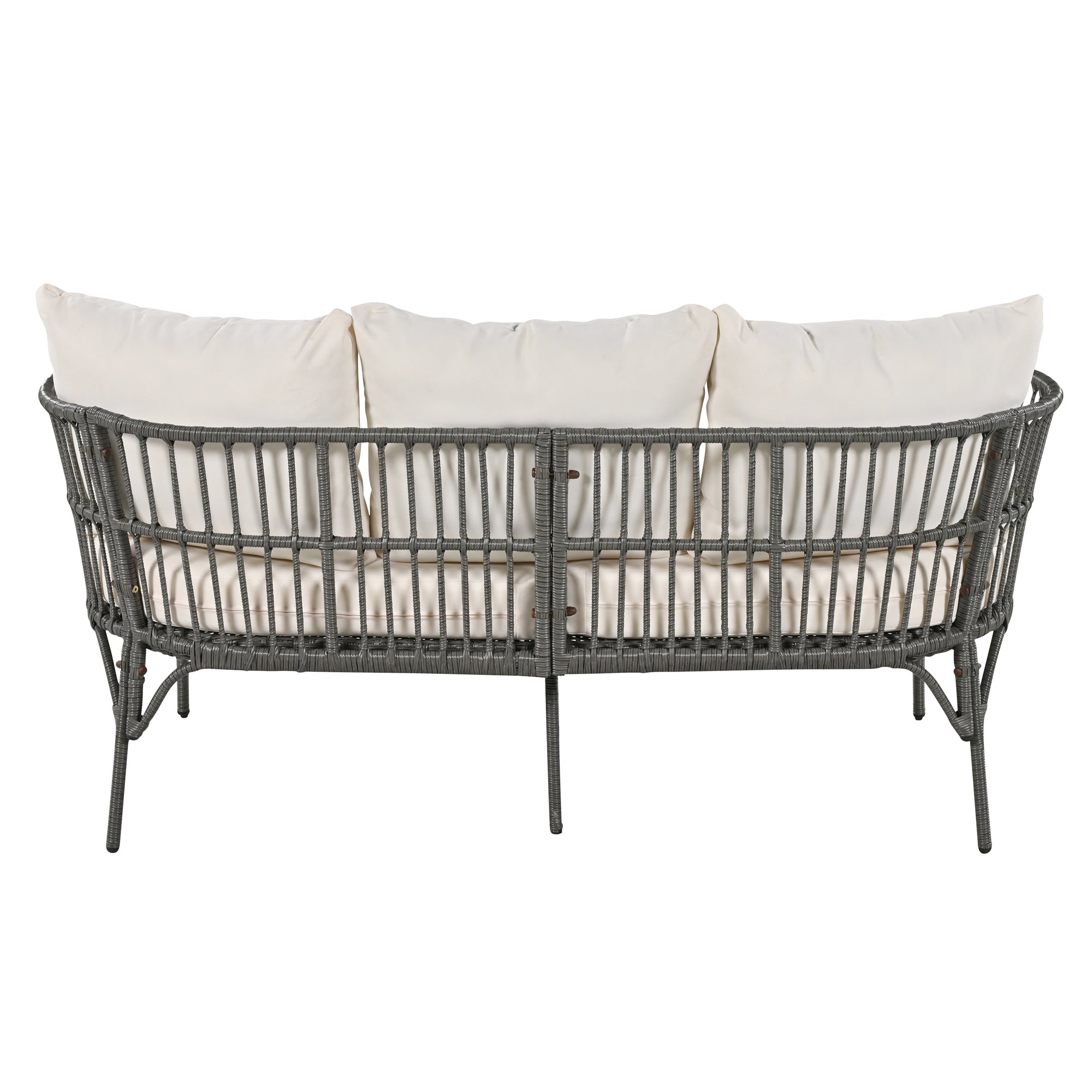 4-Piece Rattan Grey Outdoor Patio Conversation Set with Seating Set with Cushions