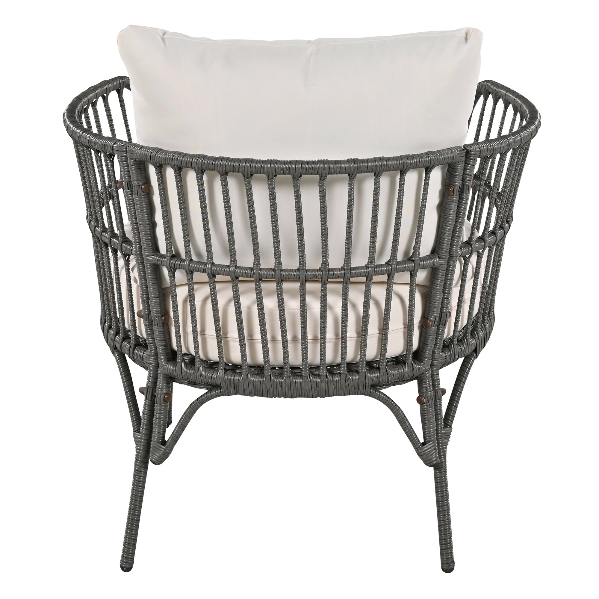 4-Piece Rattan Grey Outdoor Patio Conversation Set with Seating Set with Cushions