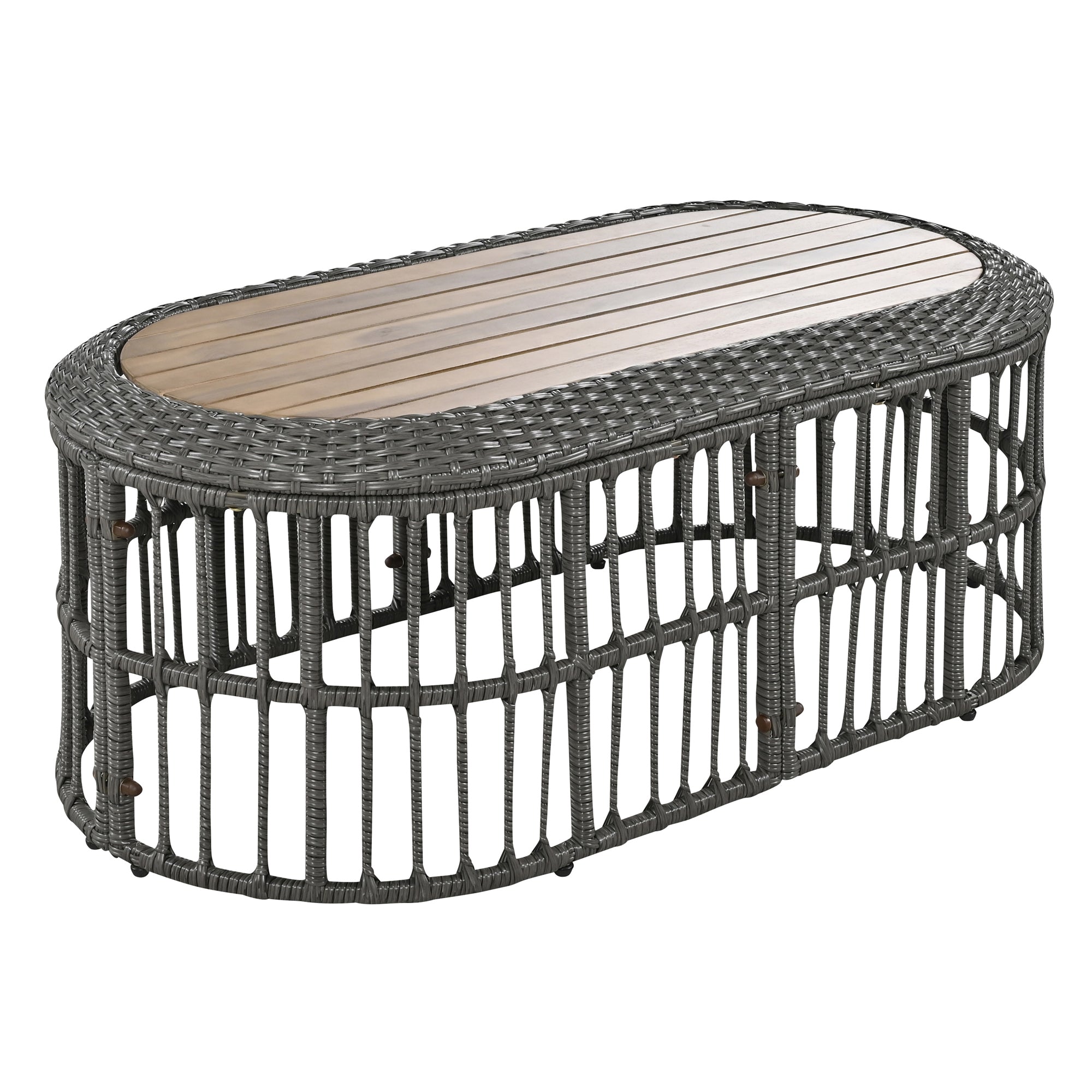 4-Piece Rattan Grey Outdoor Patio Conversation Set with Seating Set with Cushions