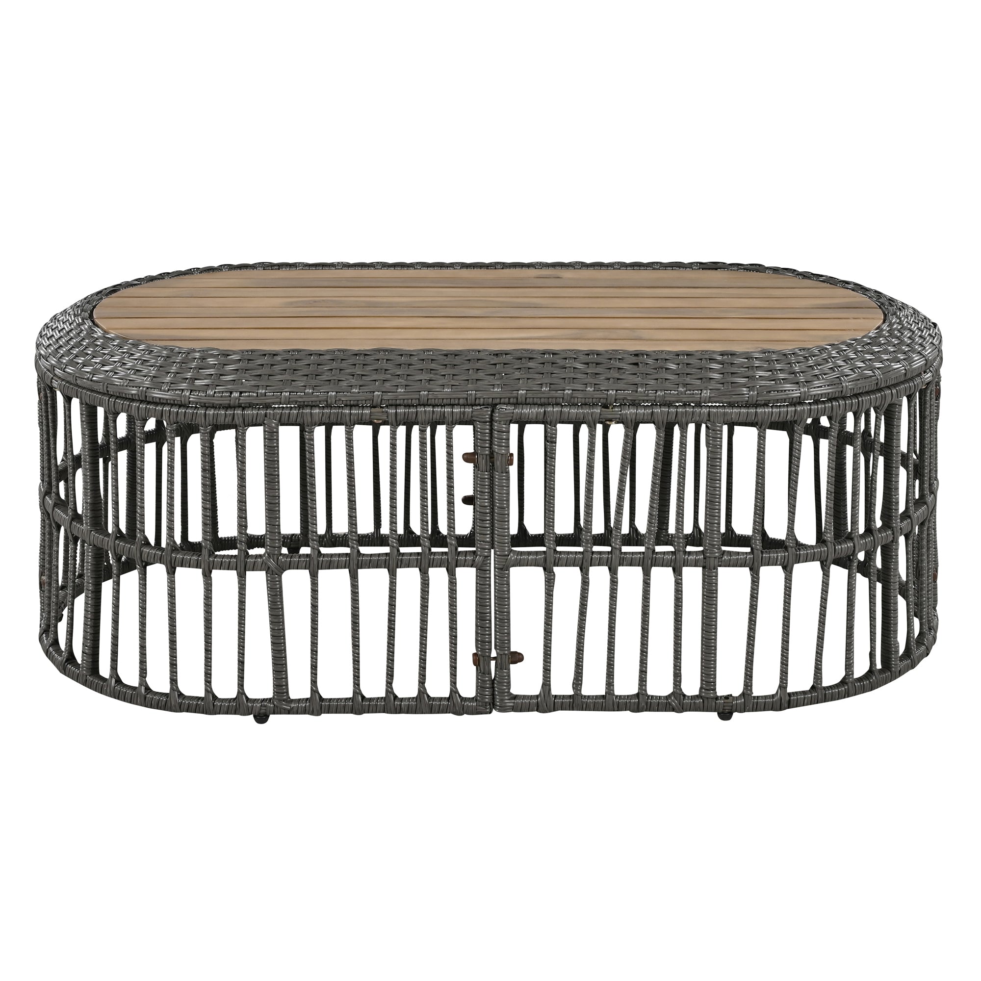 4-Piece Rattan Grey Outdoor Patio Conversation Set with Seating Set with Cushions