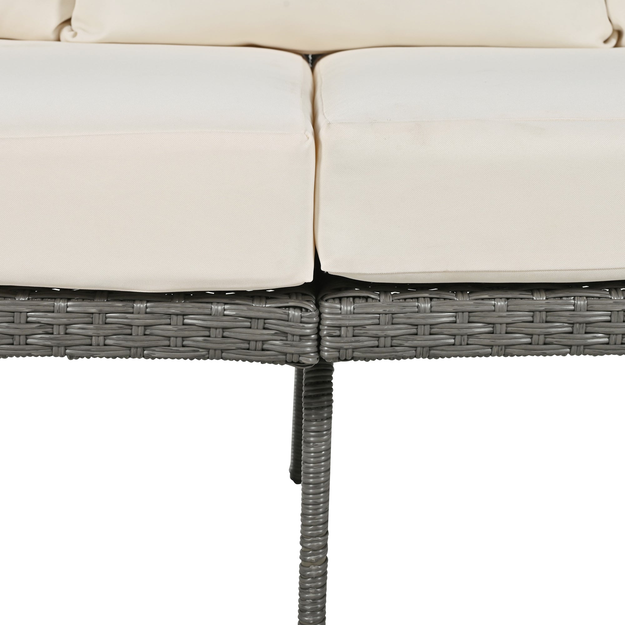 4-Piece Rattan Grey Outdoor Patio Conversation Set with Seating Set with Cushions