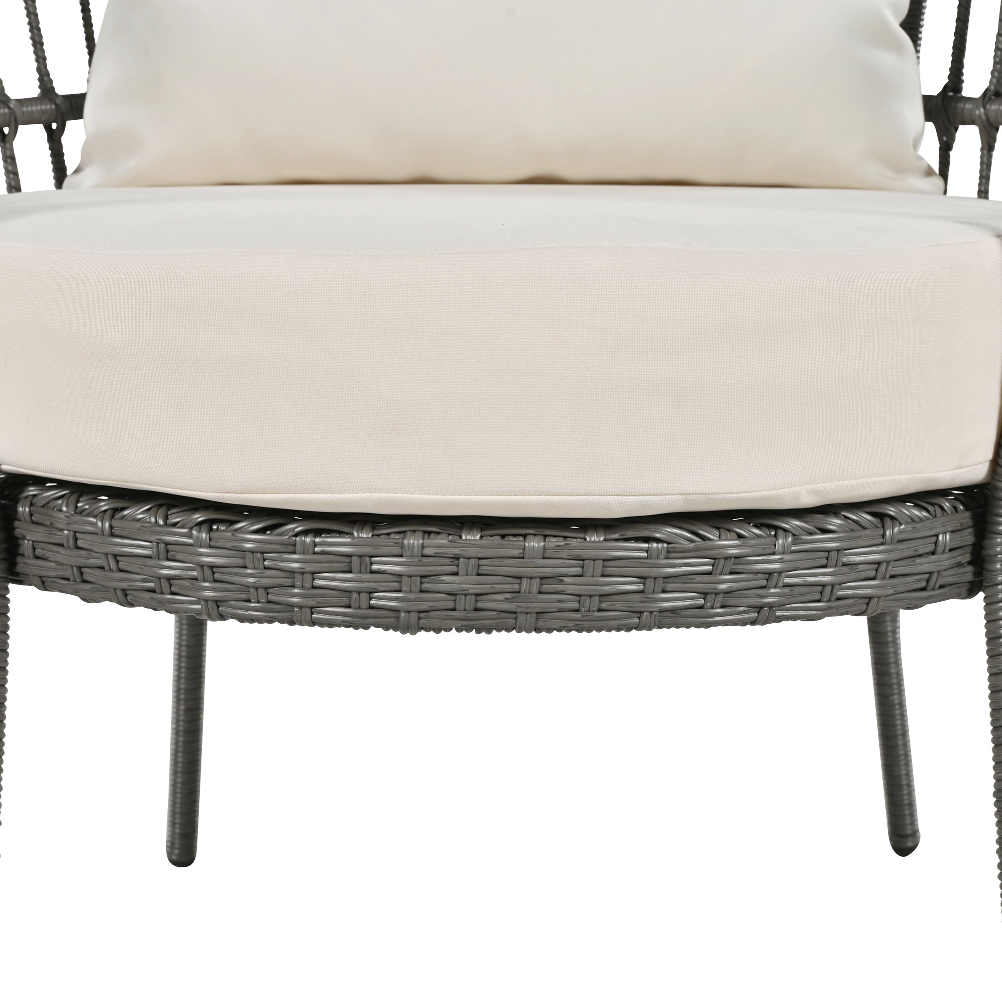 4-Piece Rattan Grey Outdoor Patio Conversation Set with Seating Set with Cushions