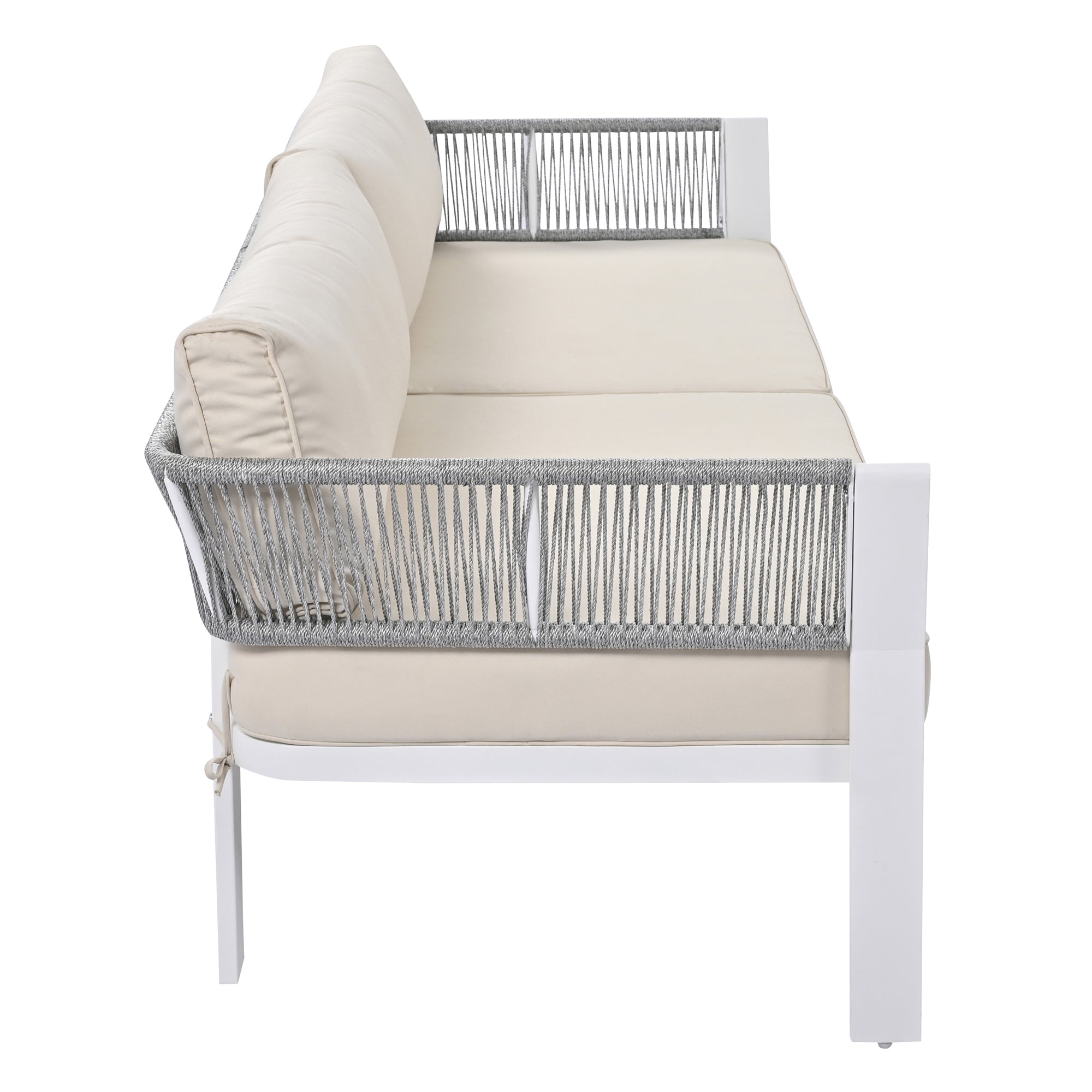 4-Piece Outdoor Patio Conversation Set with Coffee Table and Cushions