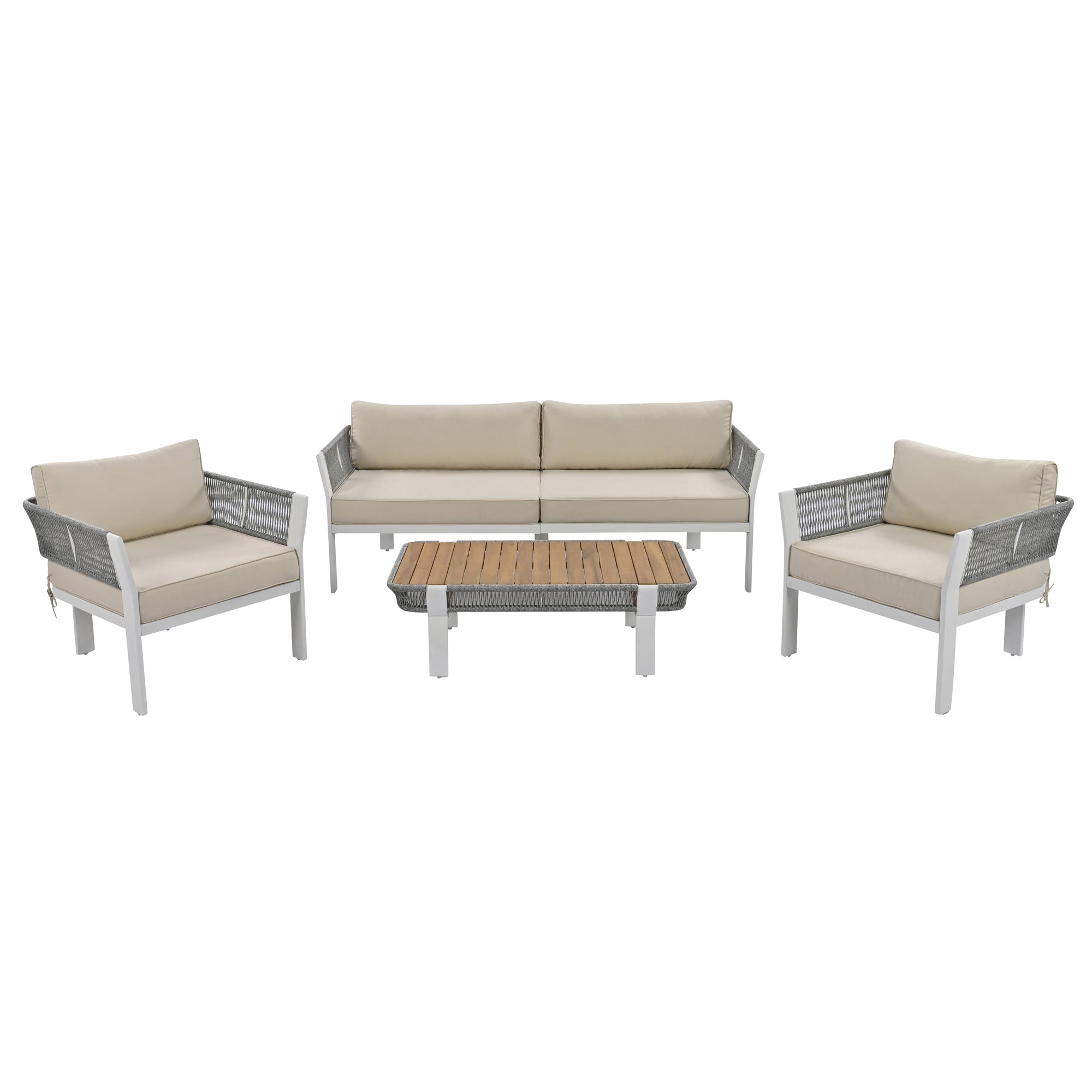 4-Piece Outdoor Patio Conversation Set with Coffee Table and Cushions