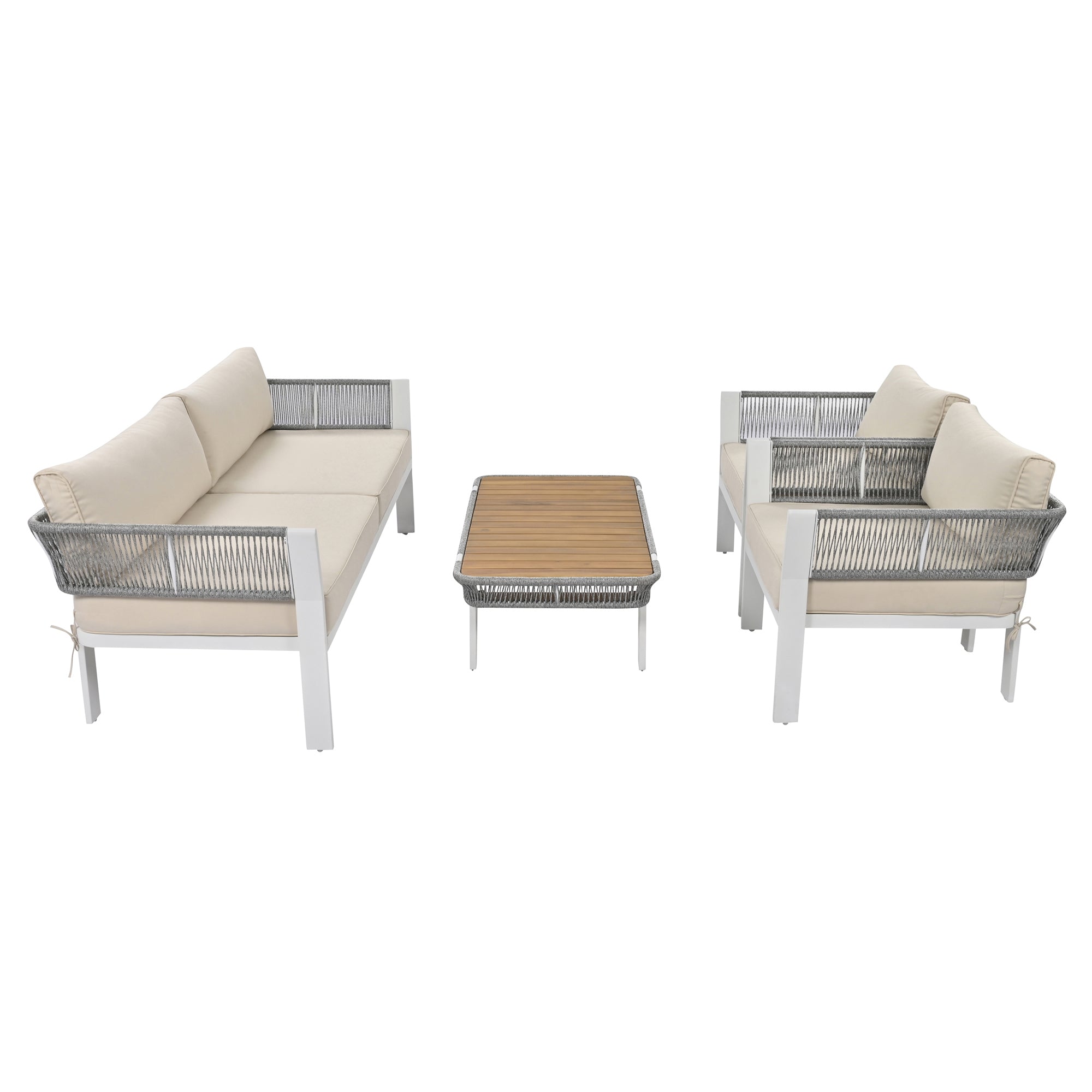 4-Piece Outdoor Patio Conversation Set with Coffee Table and Cushions