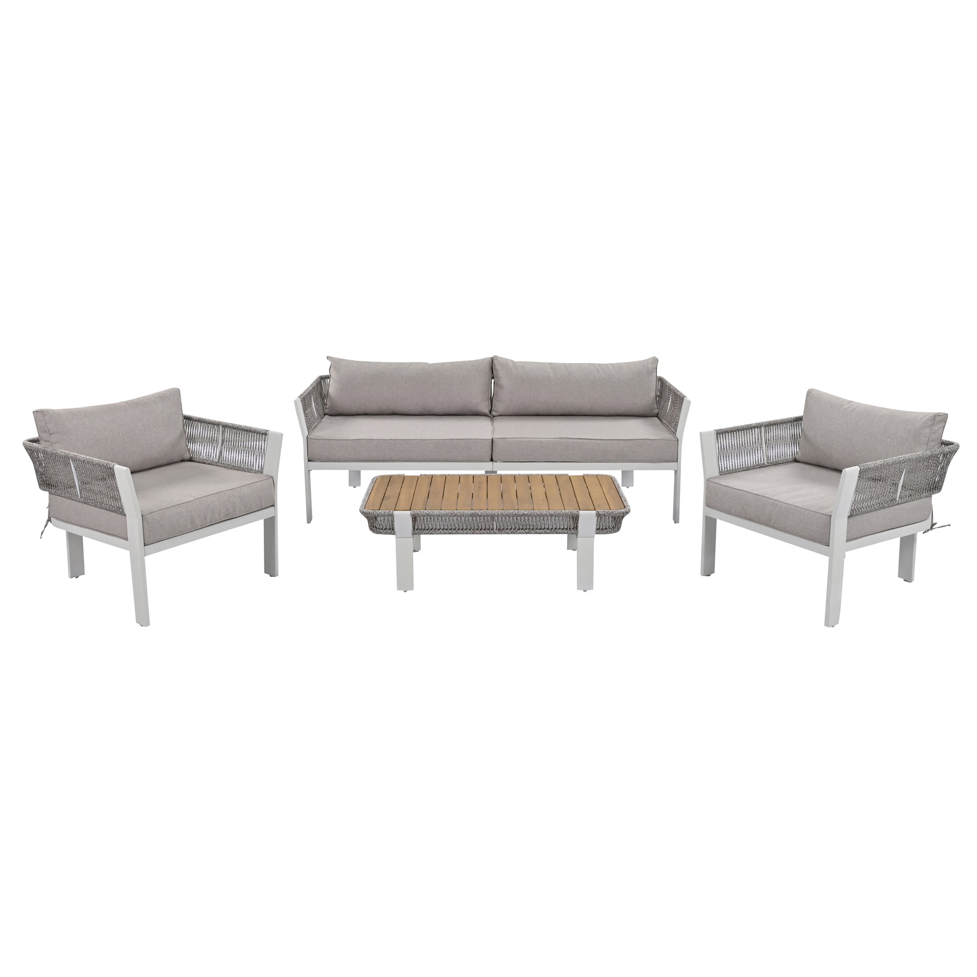 4-Piece Outdoor Patio Conversation Set with Coffee Table and Cushions