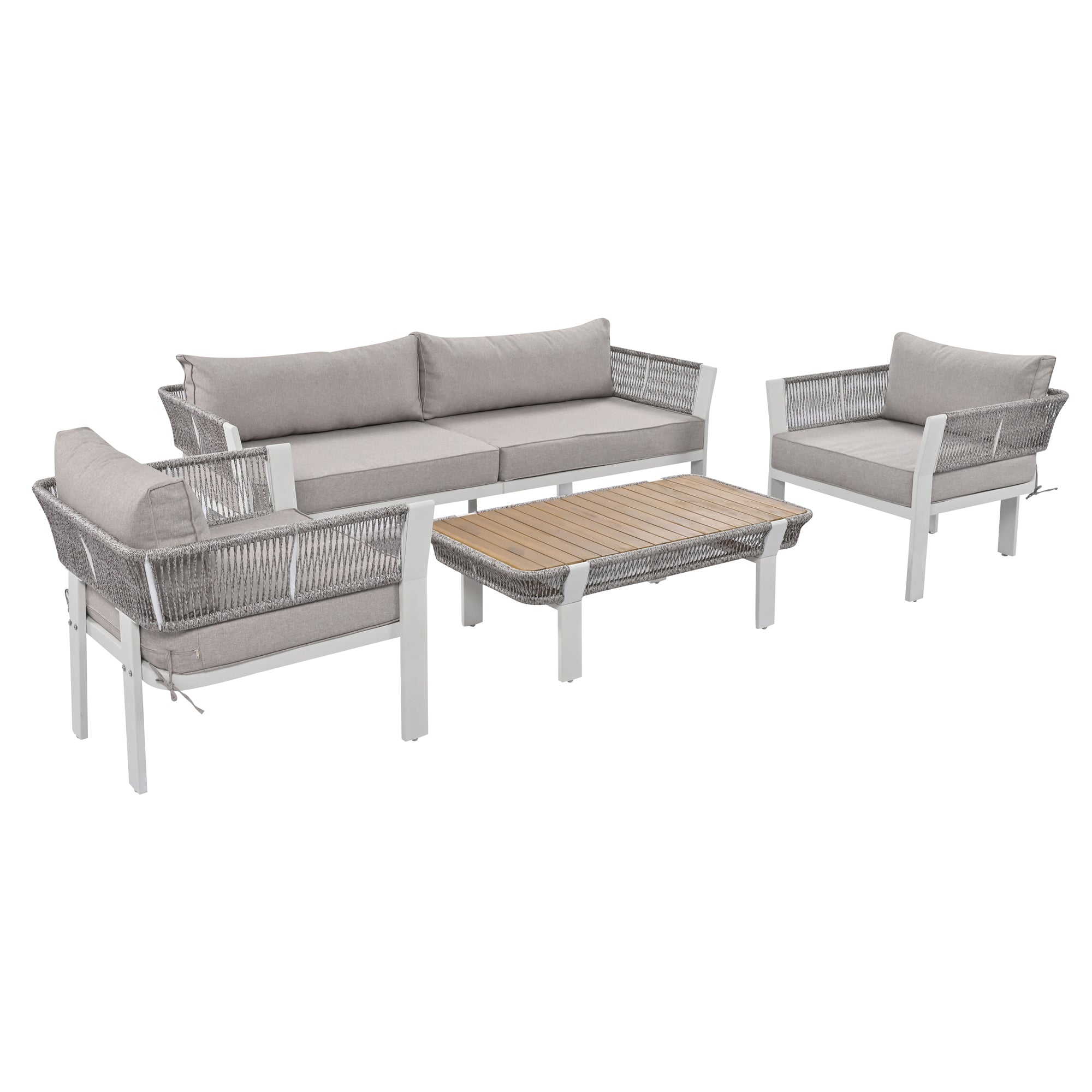 4-Piece Outdoor Patio Conversation Set with Coffee Table and Cushions