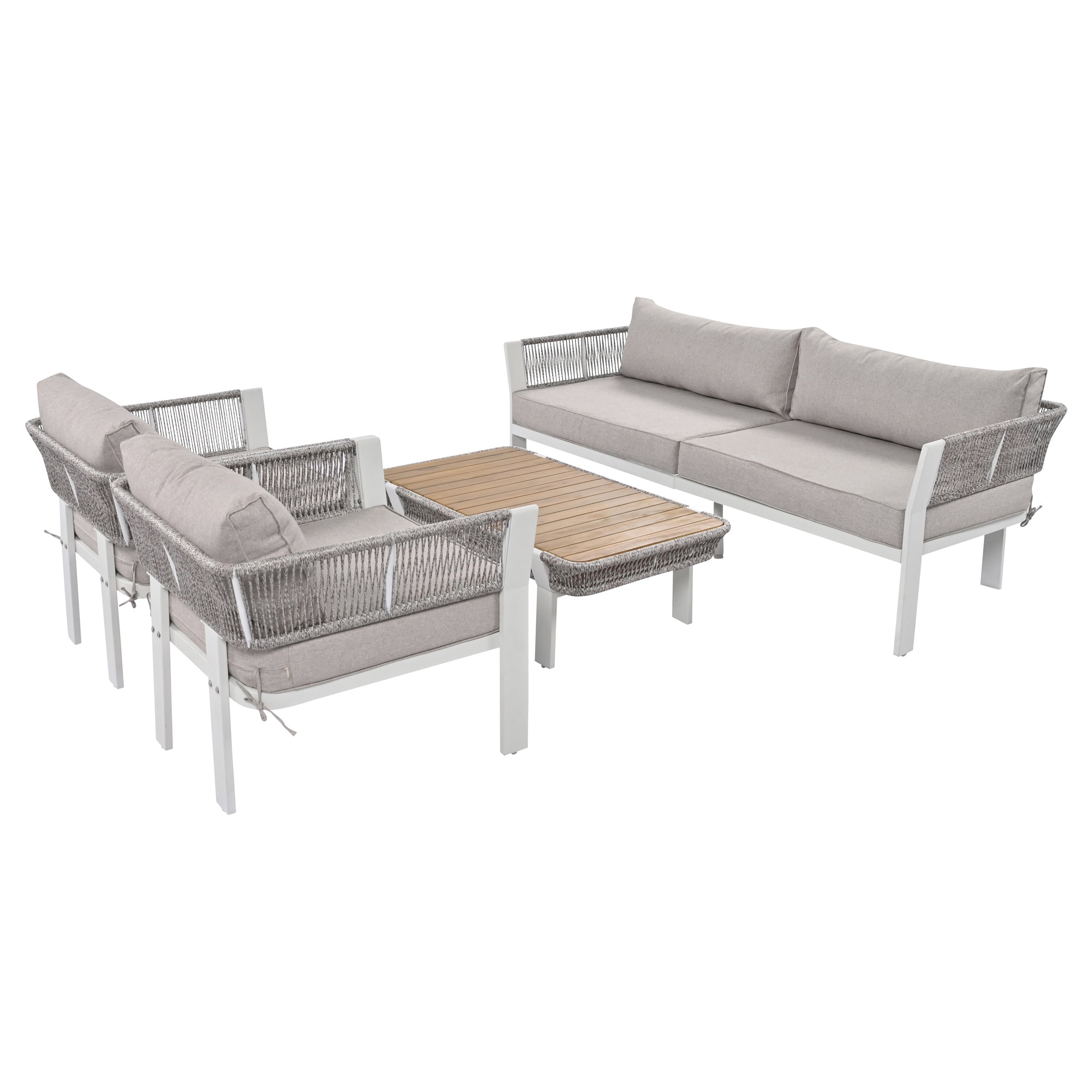 4-Piece Outdoor Patio Conversation Set with Coffee Table and Cushions