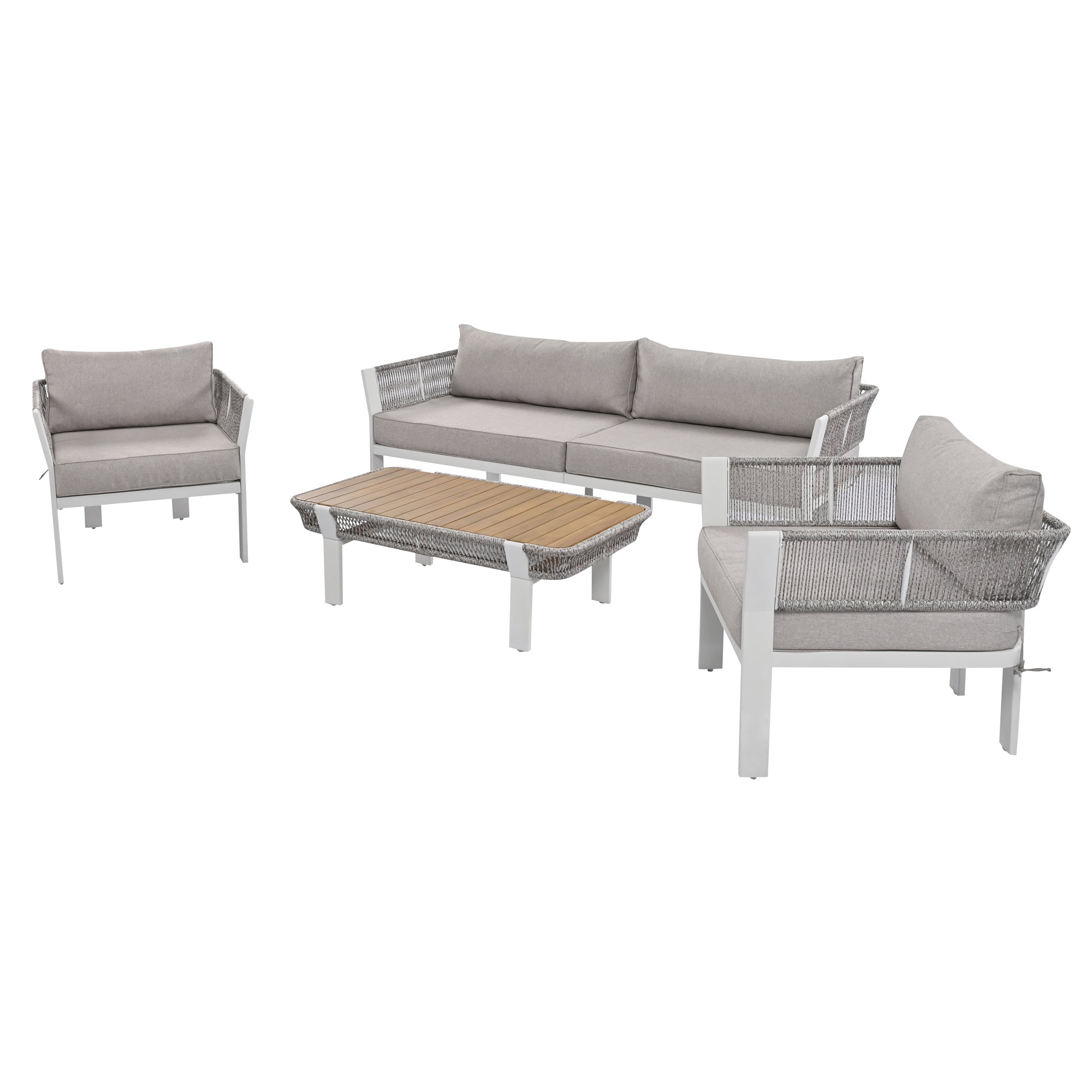 4-Piece Outdoor Patio Conversation Set with Coffee Table and Cushions