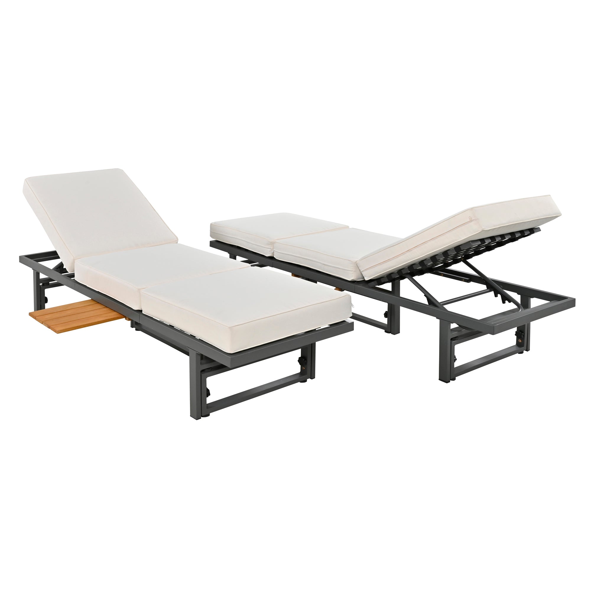 3-Piece Metal Outdoor patio Sectional Sofa Set with Height-adjustable Seating and Coffee Table with Cushion