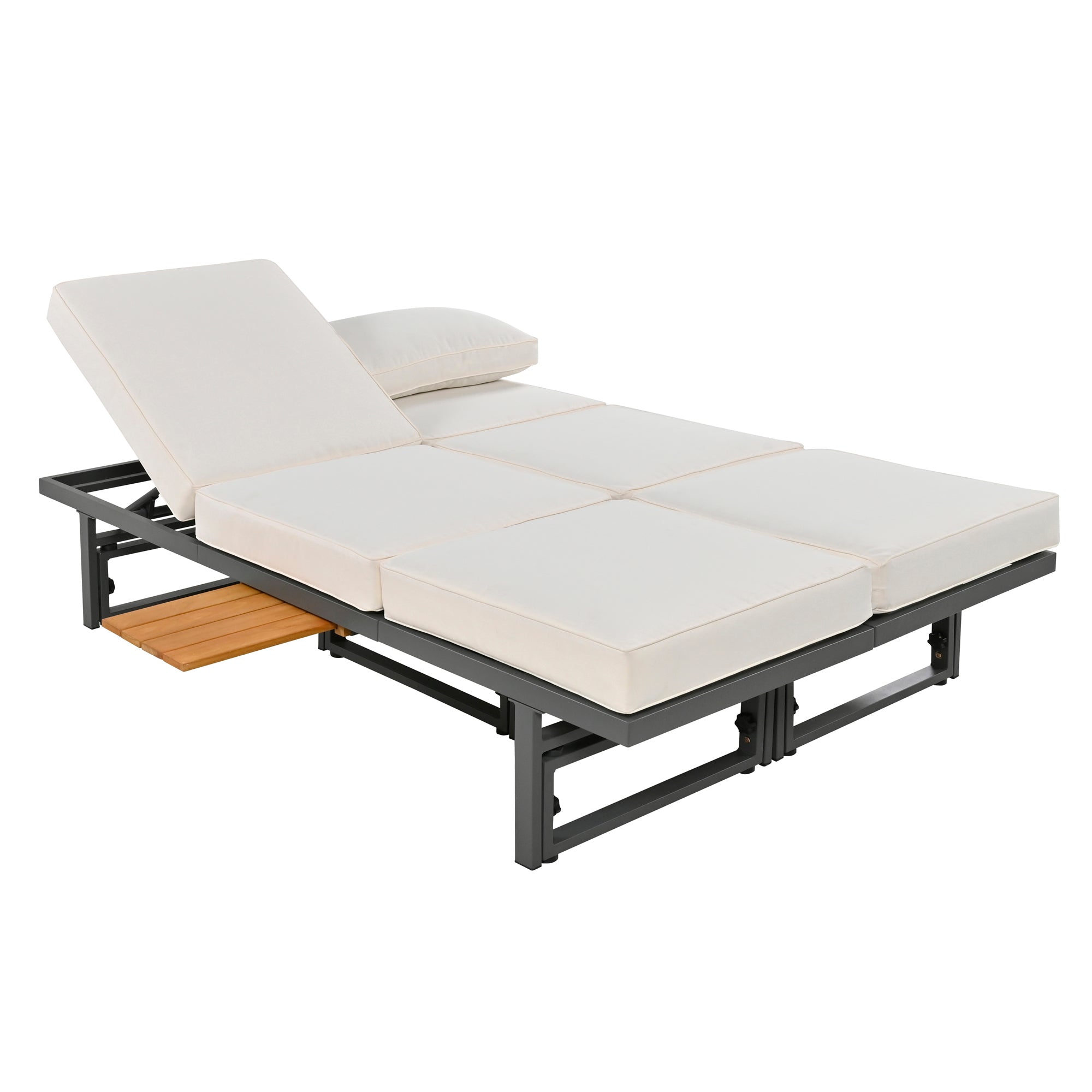 3-Piece Metal Outdoor patio Sectional Sofa Set with Height-adjustable Seating and Coffee Table with Cushion