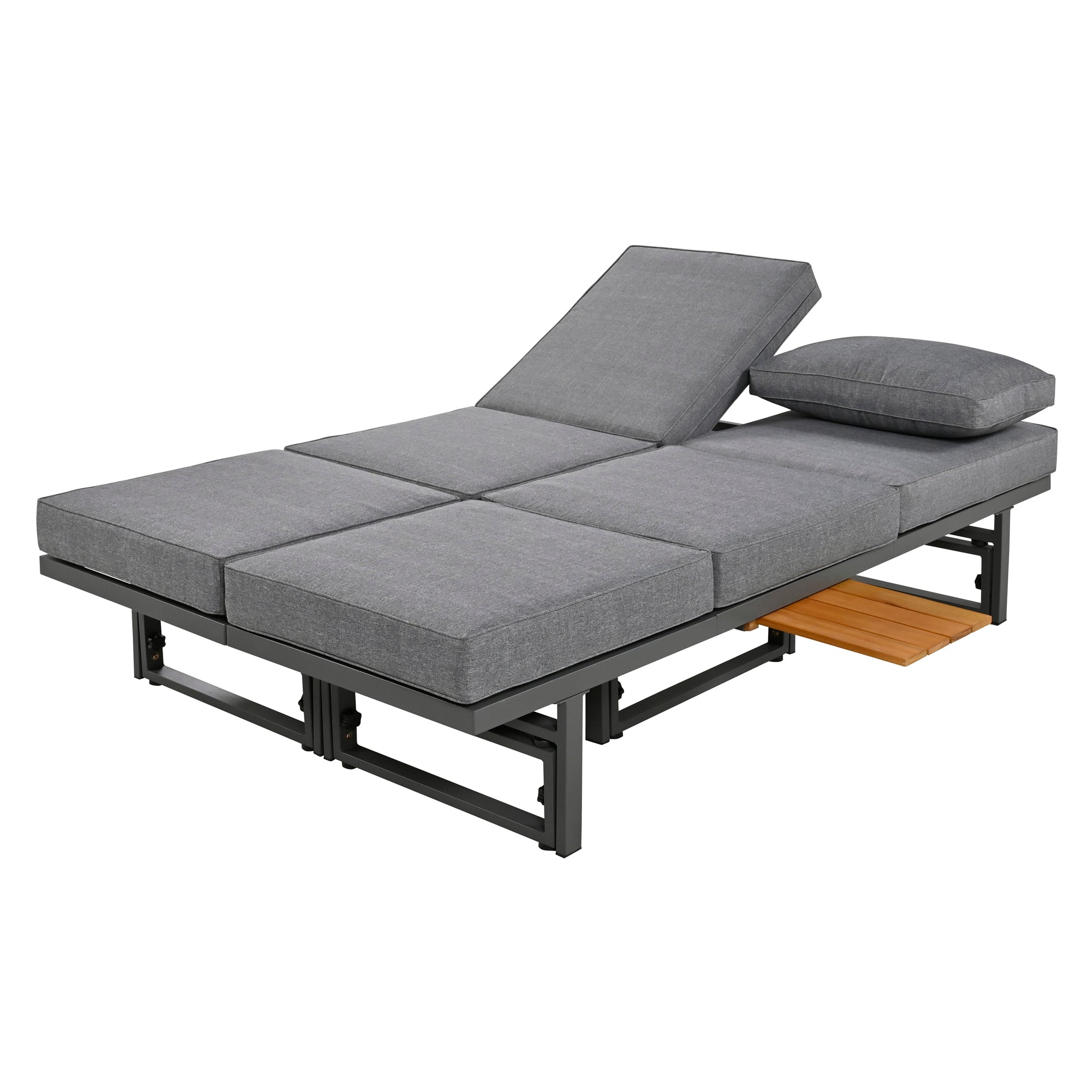 3-Piece Metal Outdoor patio Sectional Sofa Set with Height-adjustable Seating and Coffee Table with Cushion