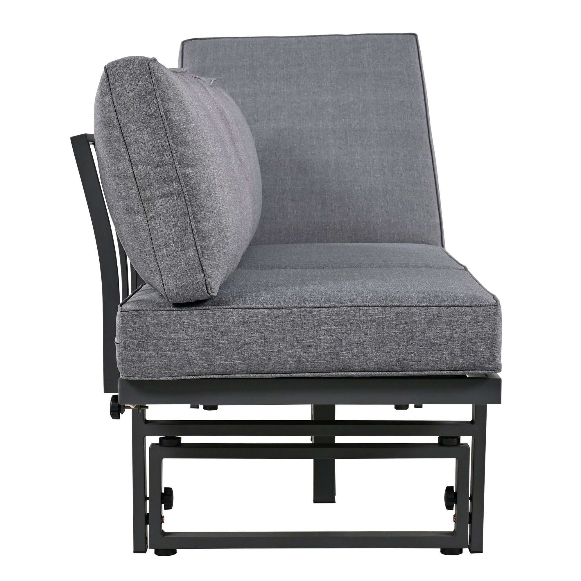 3-Piece Metal Outdoor patio Sectional Sofa Set with Height-adjustable Seating and Coffee Table with Cushion