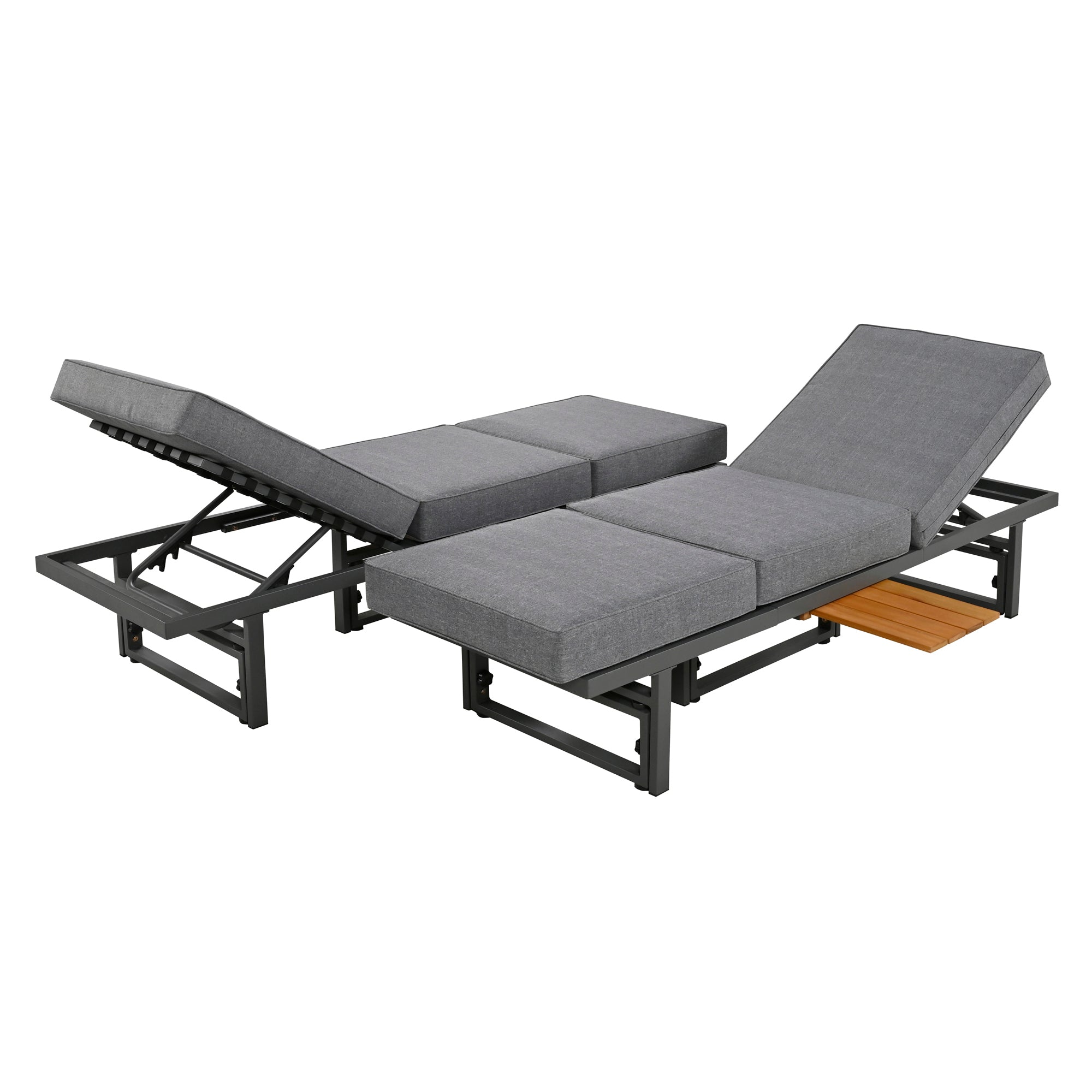 3-Piece Metal Outdoor patio Sectional Sofa Set with Height-adjustable Seating and Coffee Table with Cushion