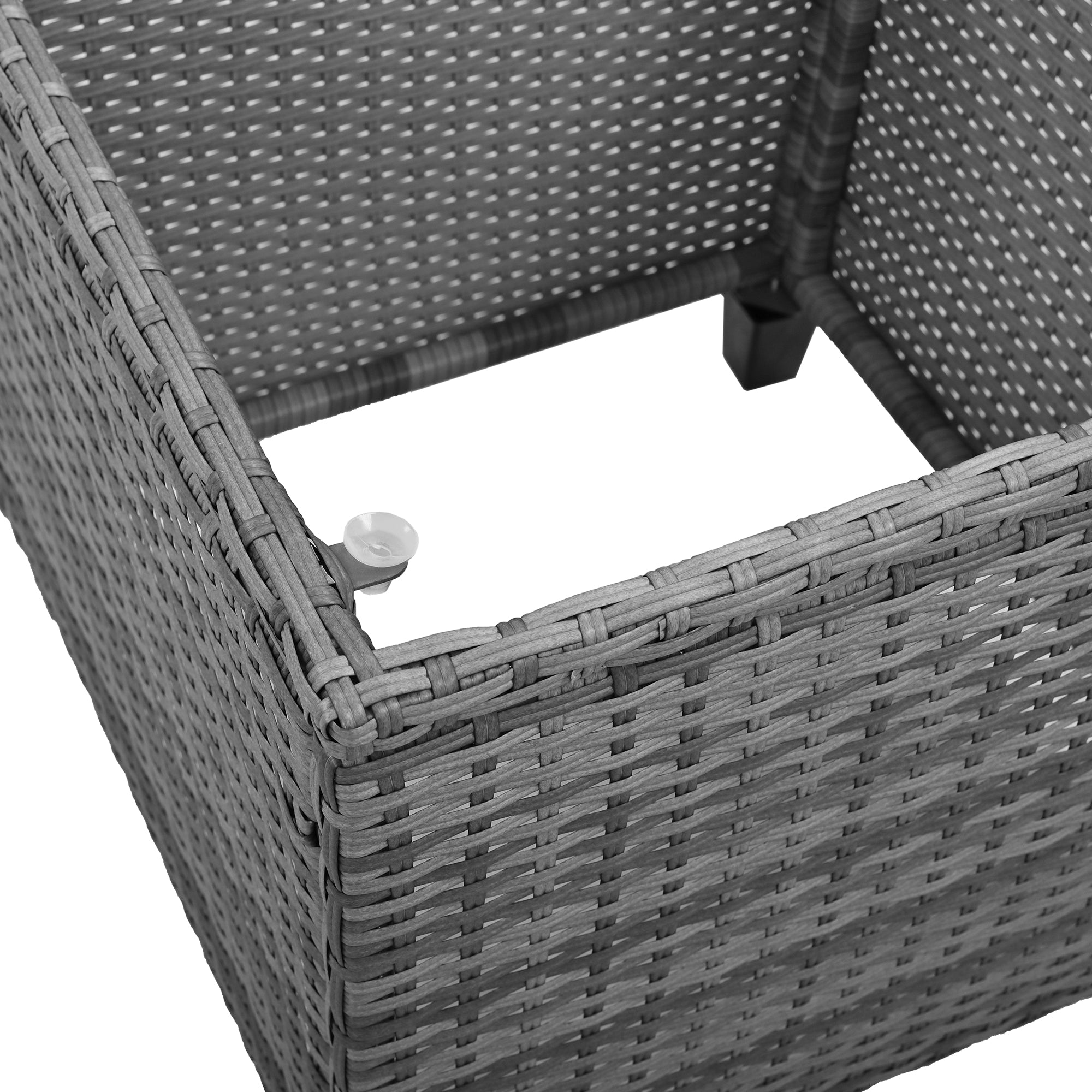 3-Piece Gray Wicker Outdoor Recliner with Blue-Gray Cushions and Coffee Table BOUSCL01BEG