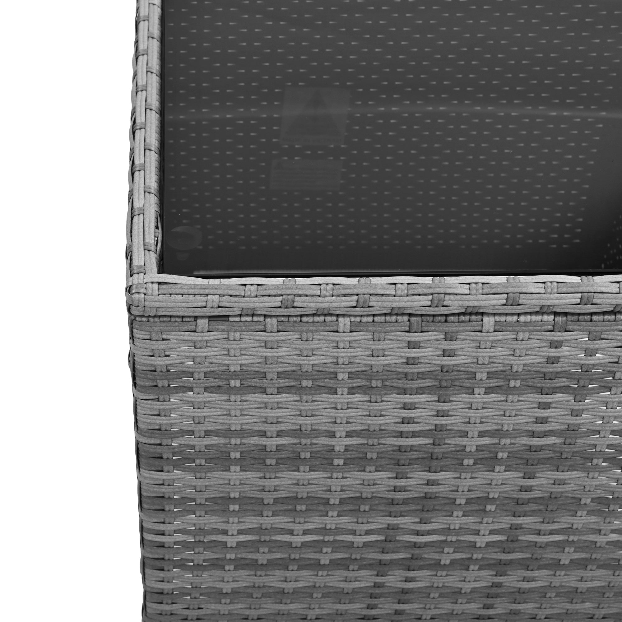 3-Piece Gray Wicker Outdoor Recliner with Blue-Gray Cushions and Coffee Table BOUSCL01BEG