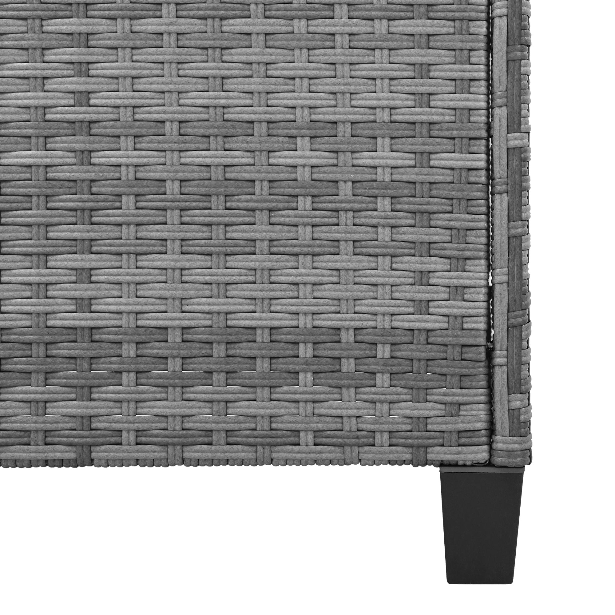 3-Piece Gray Wicker Outdoor Recliner with Blue-Gray Cushions and Coffee Table BOUSCL01BL-GR