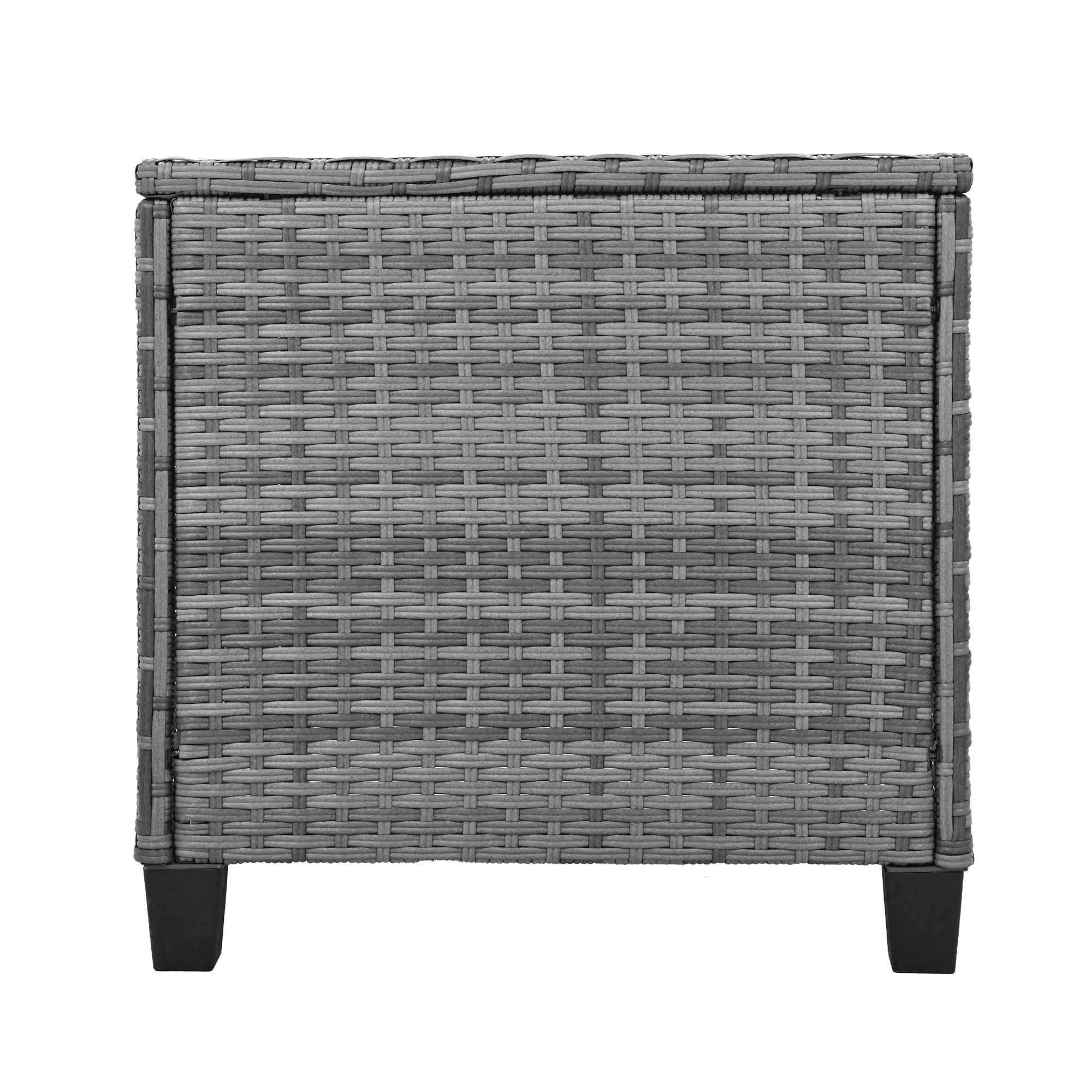 3-Piece Gray Wicker Outdoor Recliner with Blue-Gray Cushions and Coffee Table BOUSCL01BL-GR