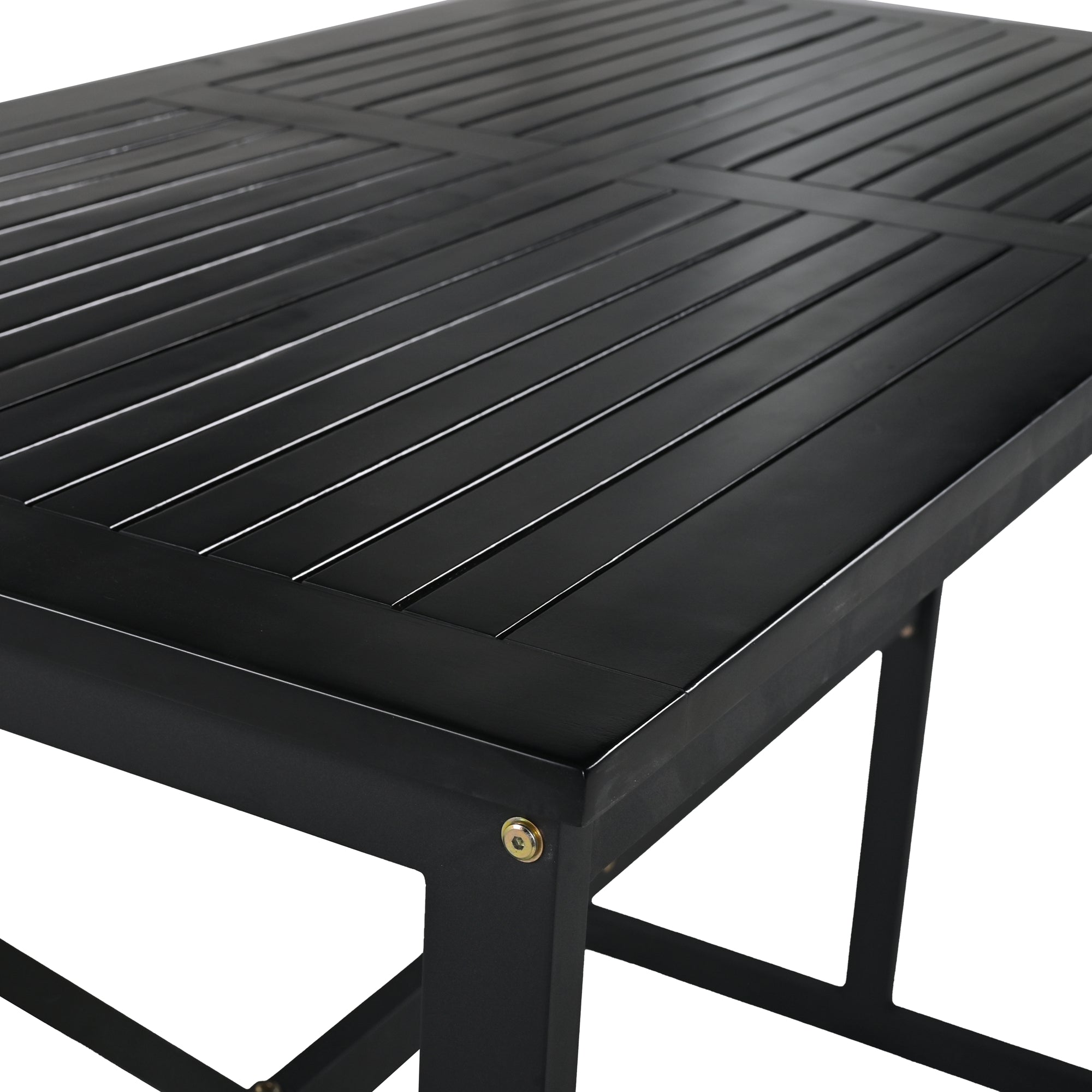 5-Piece Black Steel Outdoor Dining Set with Gray Cushions and Acacia Wood Armrest BOUSPD04B
