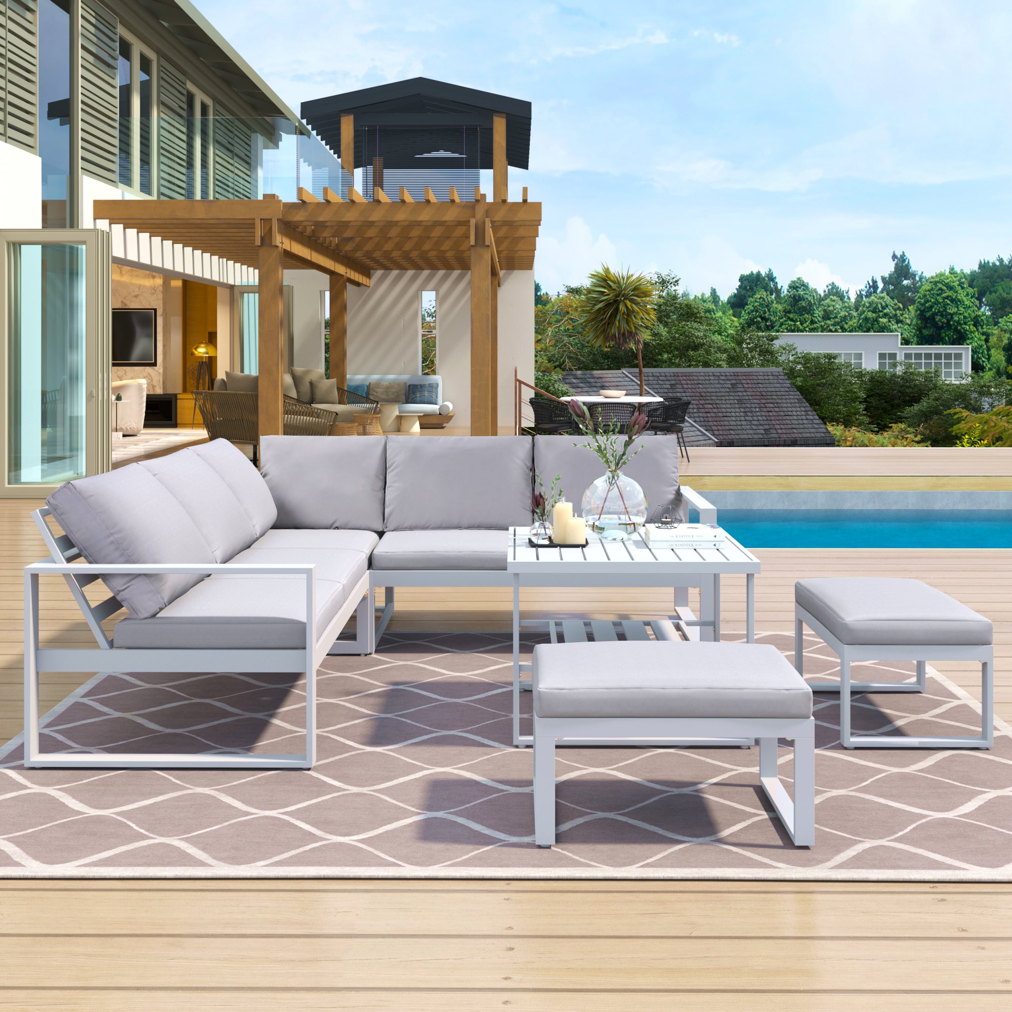 5-Piece Industrial Style Outdoor Sofa Combination Set BOUSPS19-W