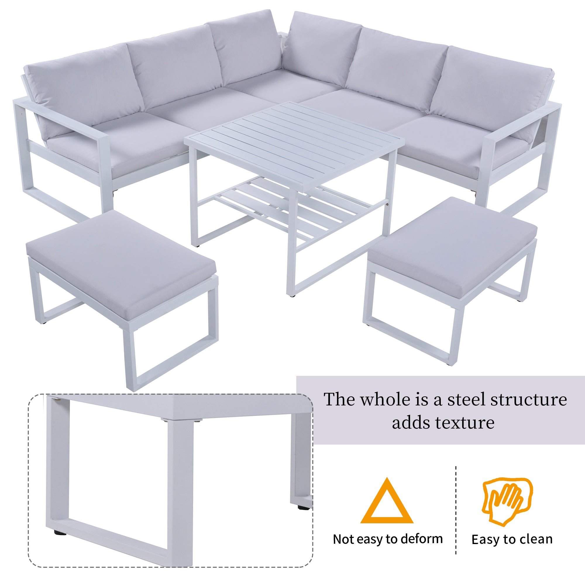 5-Piece Industrial Style Outdoor Sofa Combination Set BOUSPS19-W