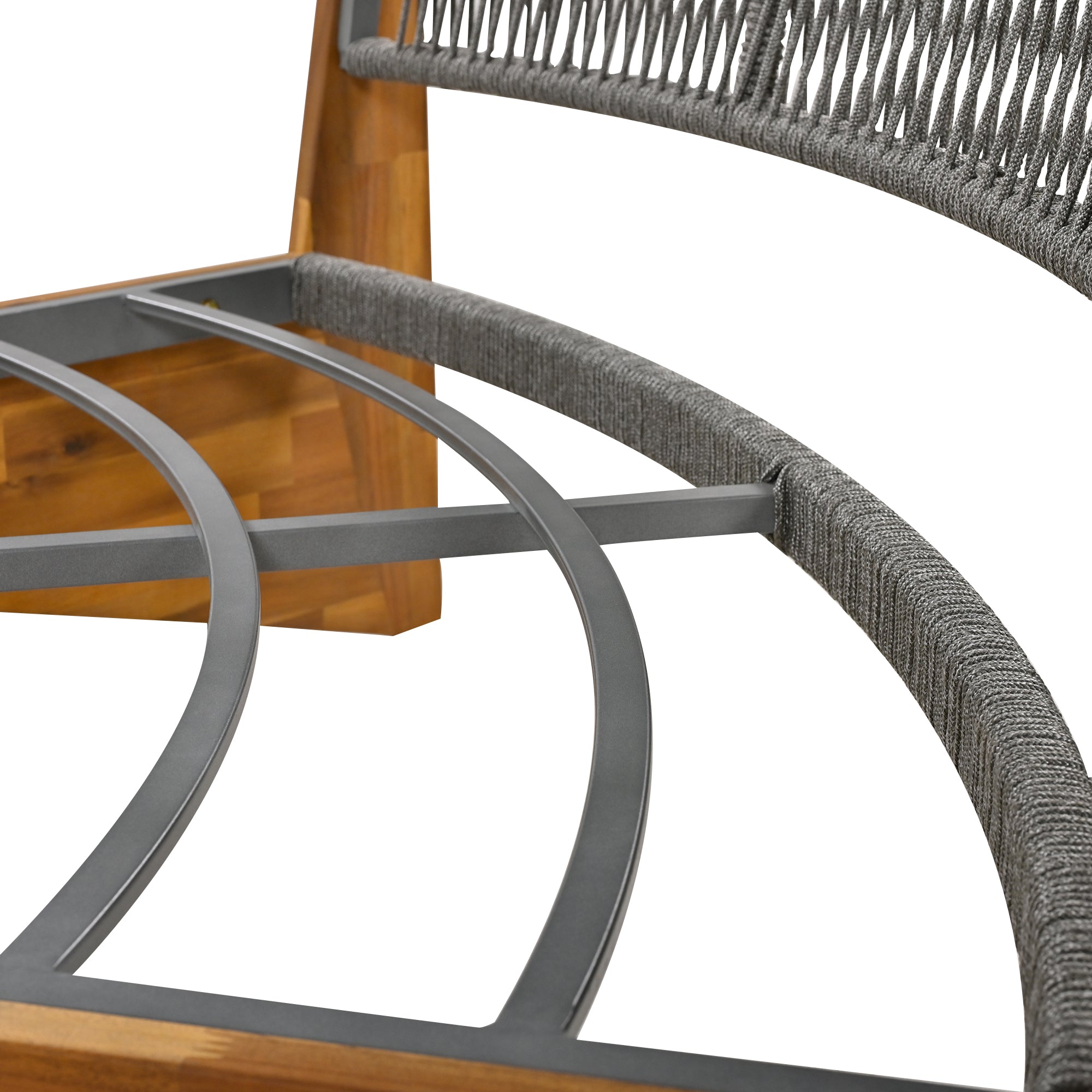 4-Piece Wood Half Moon Outdoor Sectional Set with Gray Cushions and Coffee Table  BOUSPS38-BEG
