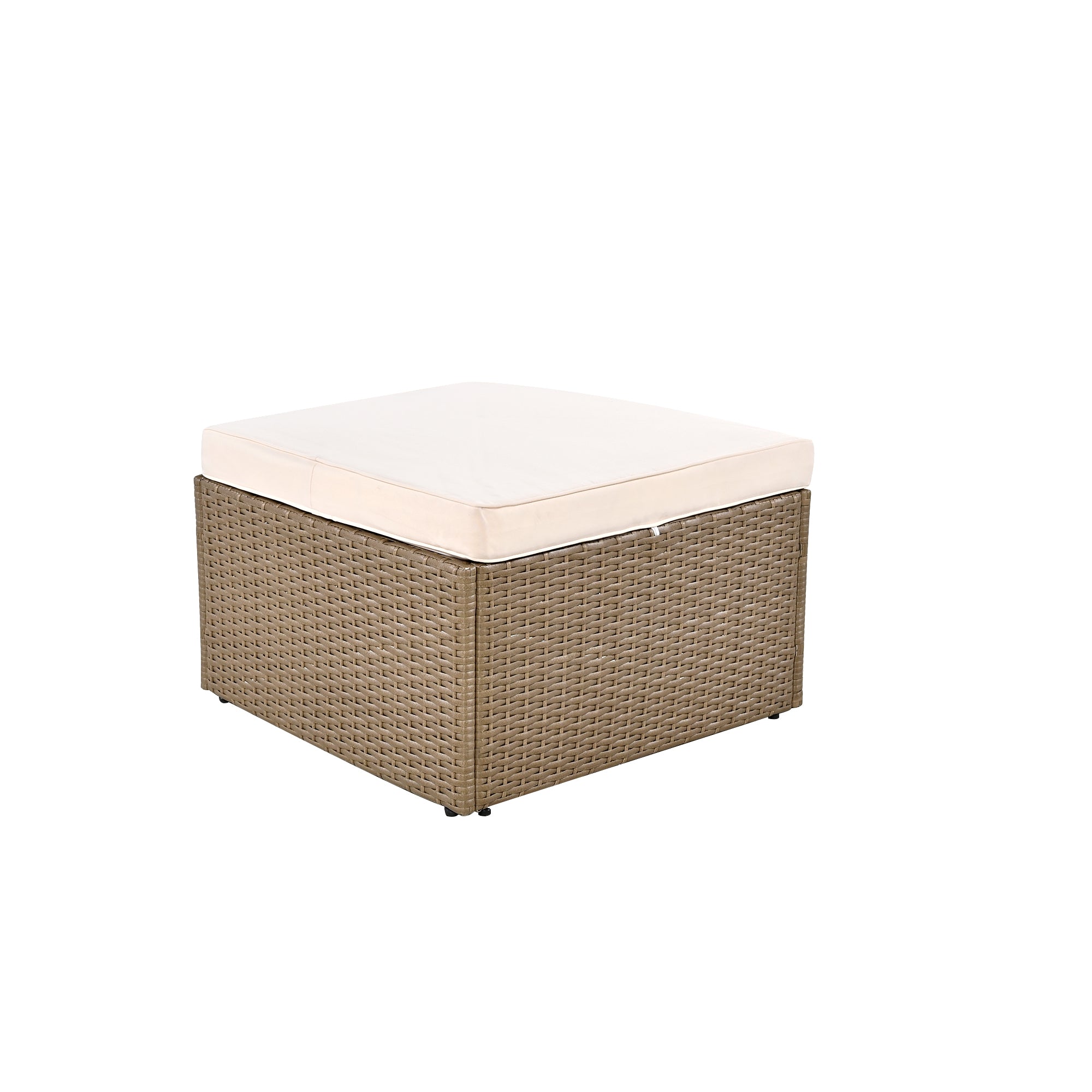 5-Piece Brown Wicker Outdoor Curved Day Bed with Beige Thick Cushions BOUSPS39-BEG