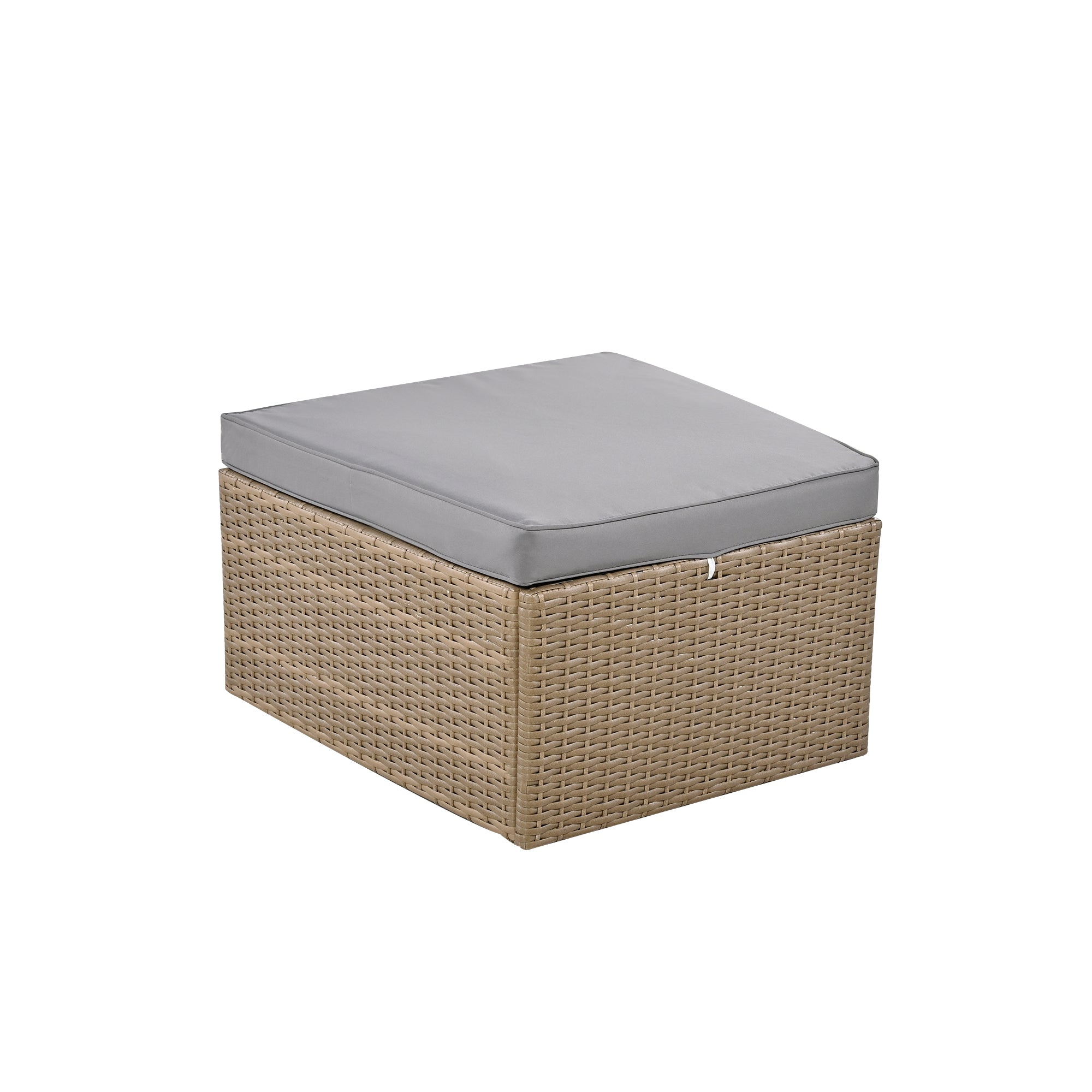 5-Piece Brown Wicker Outdoor Curved Day Bed with Beige Thick Cushions BOUSPS39-GR