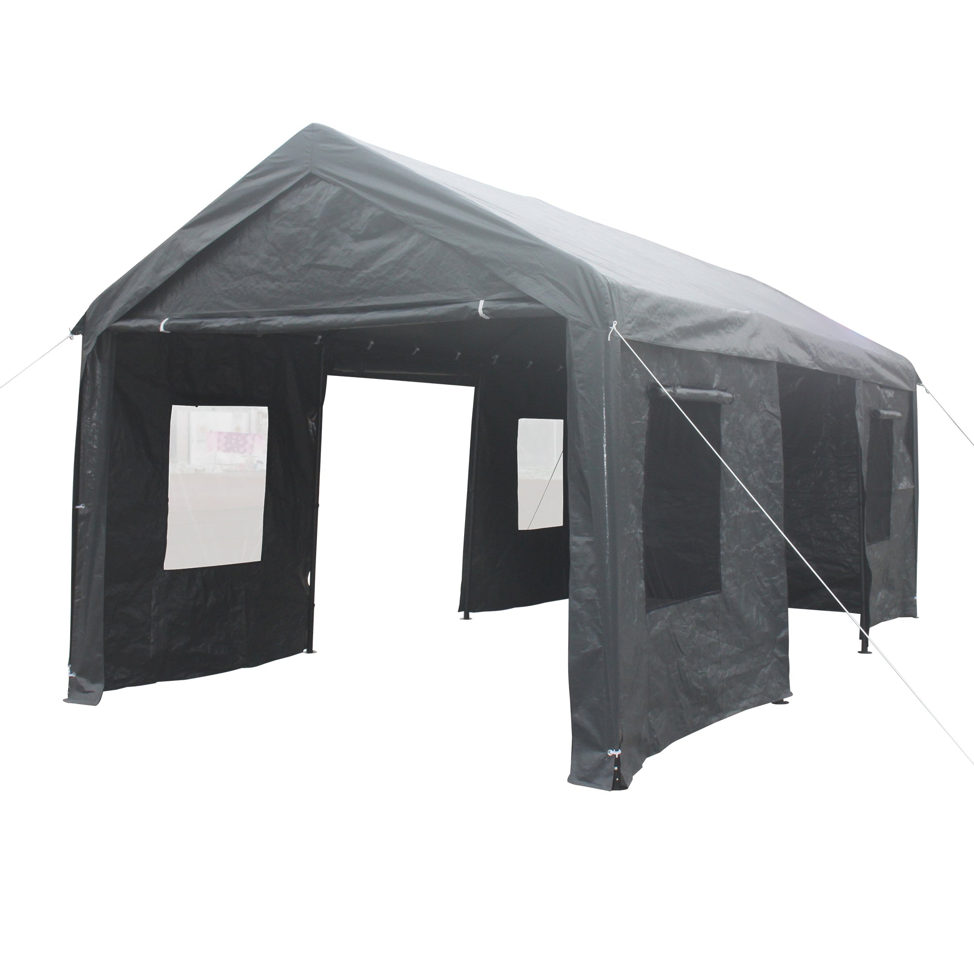 12 ft. x 20 ft. Gray Heavy Duty Garage with Iron Frame without Floor