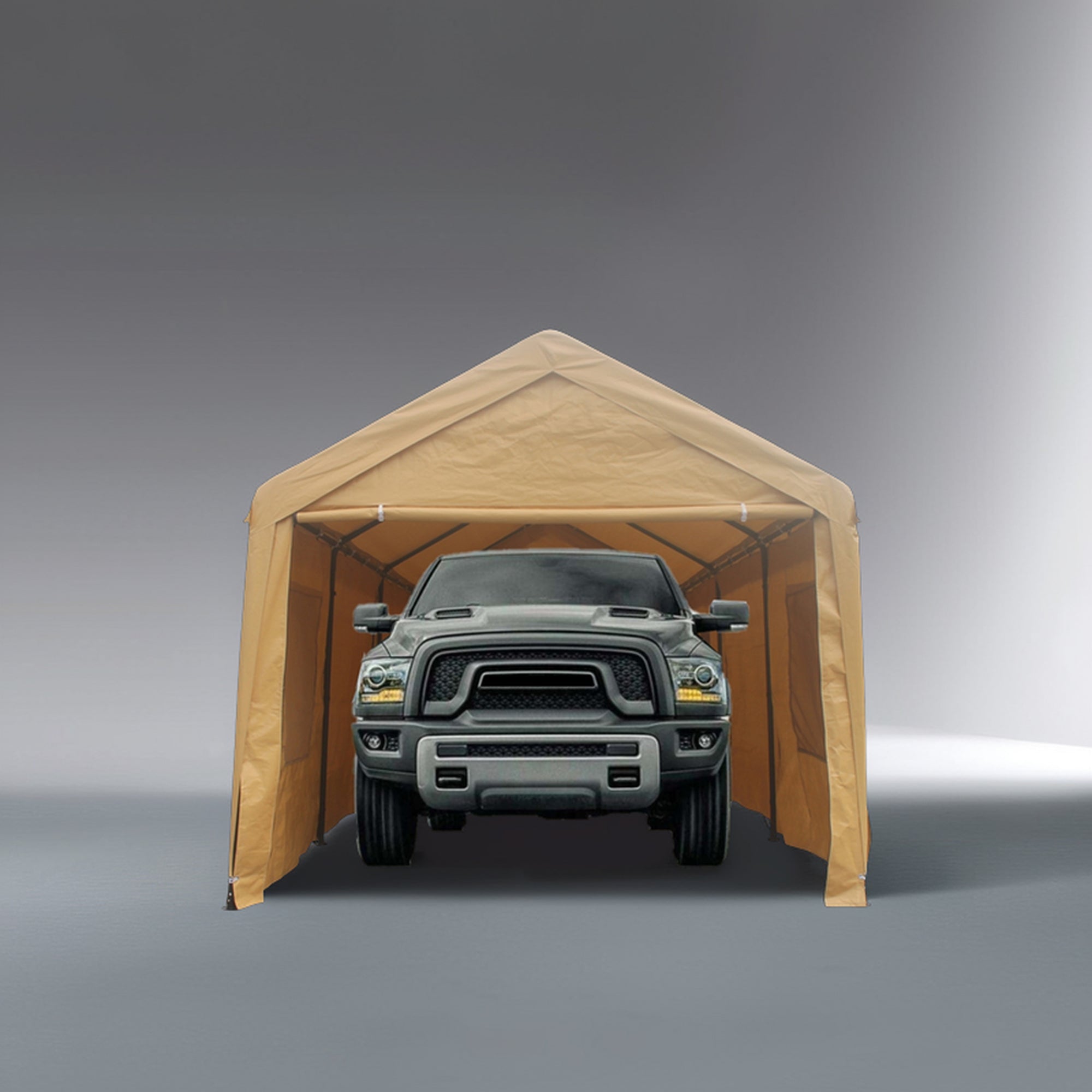 10 ft. x 20 ft. Khaki Heavy Duty Garage with Iron Frame without Floor BOVCPTG05KH