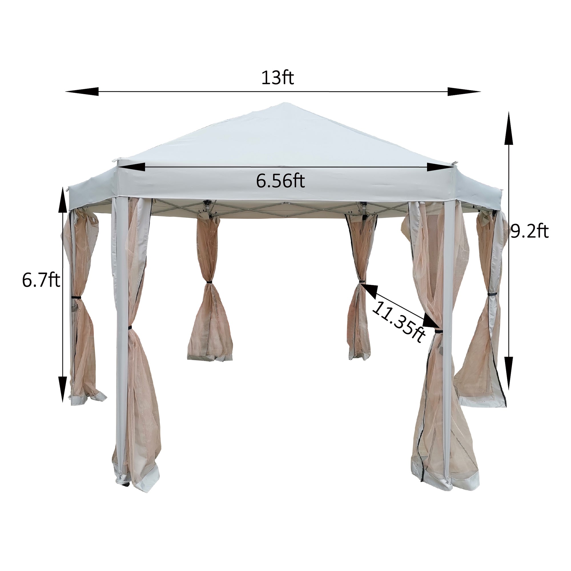 13' x 13' Metal Brown Outdoor Patio Canopy Gazebo with Strong Steel Frame Storage Bag