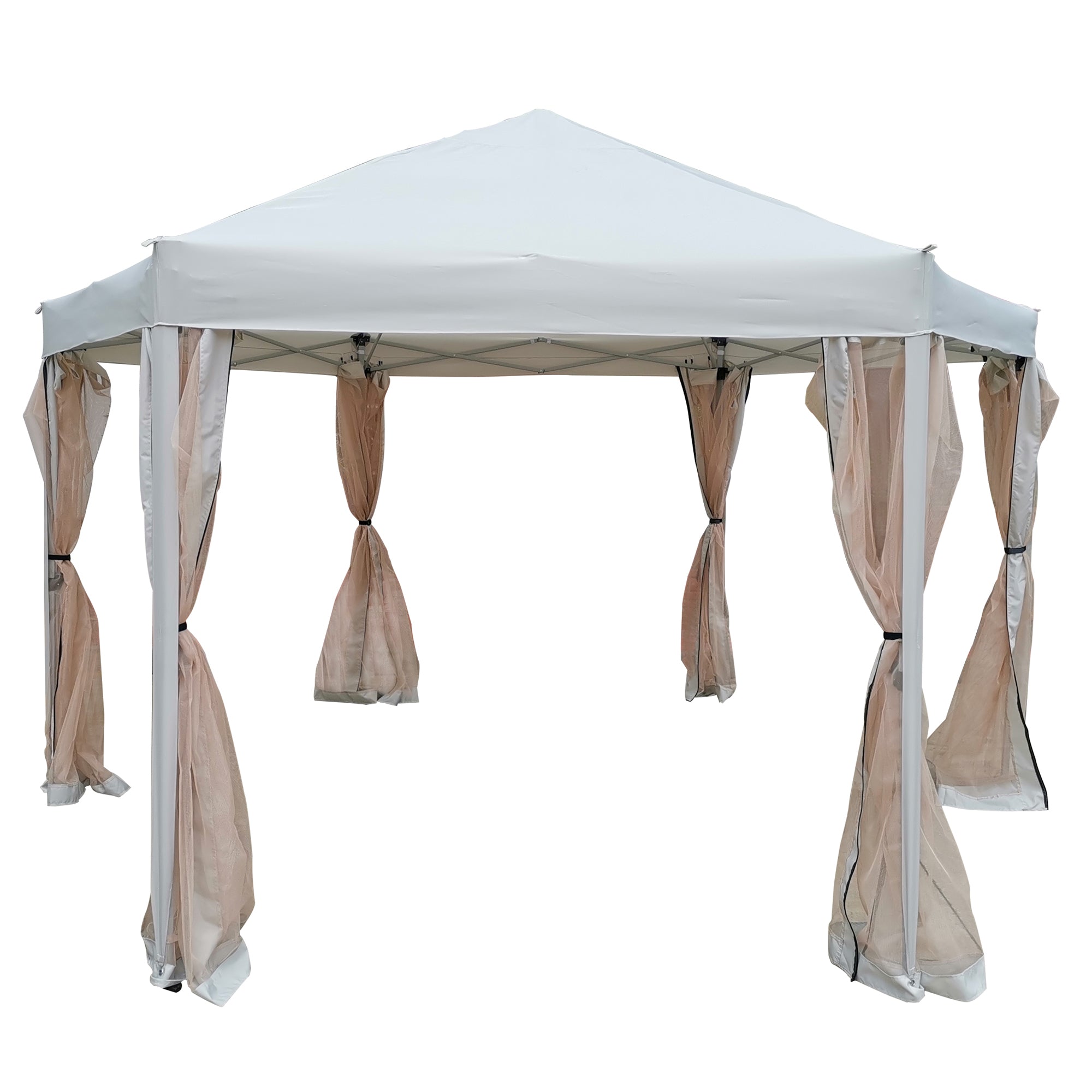 13' x 13' Metal Brown Outdoor Patio Canopy Gazebo with Strong Steel Frame Storage Bag