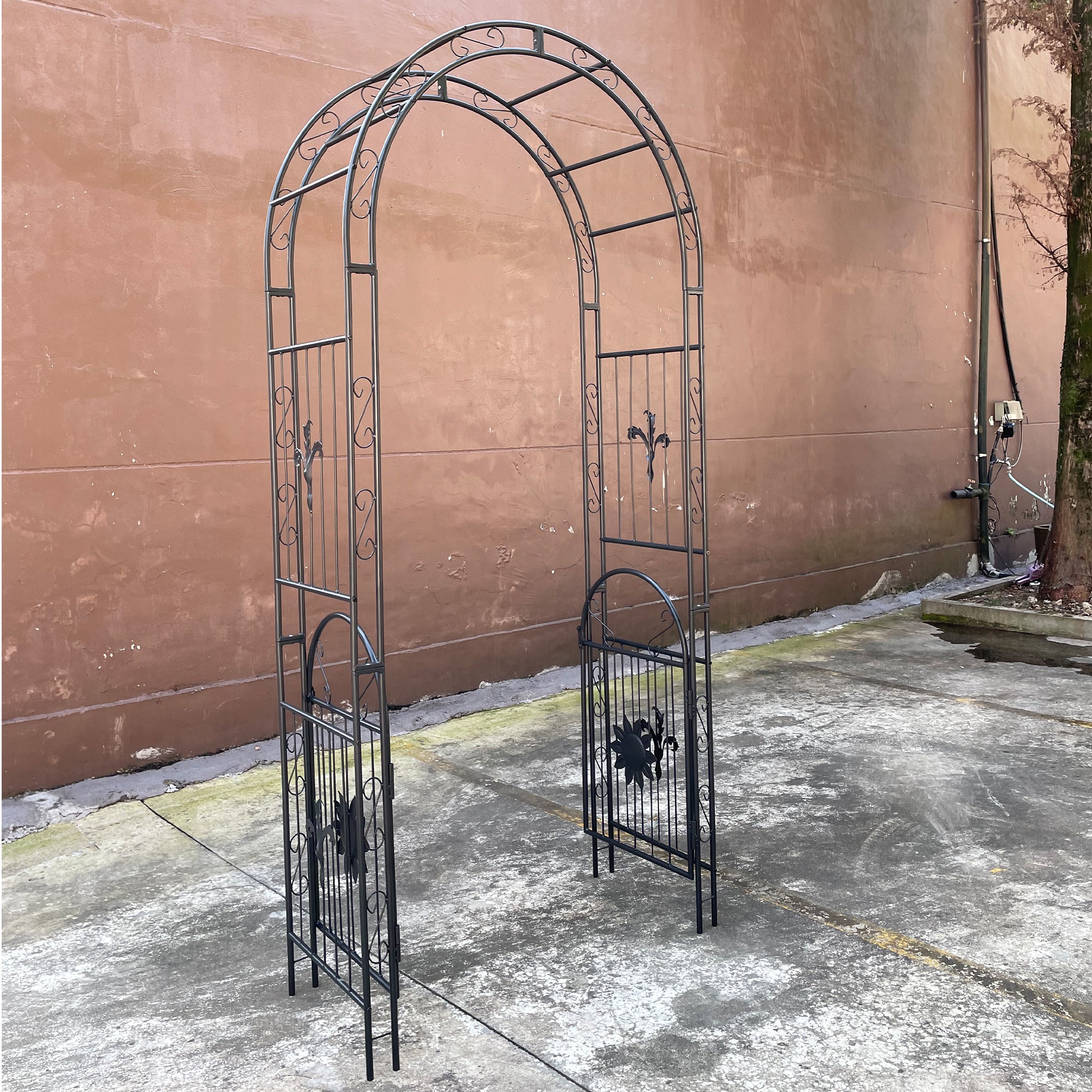 45.24'' x 19.20'' Metal Outdoor Garden Arch Trellis Climbing Plants Support