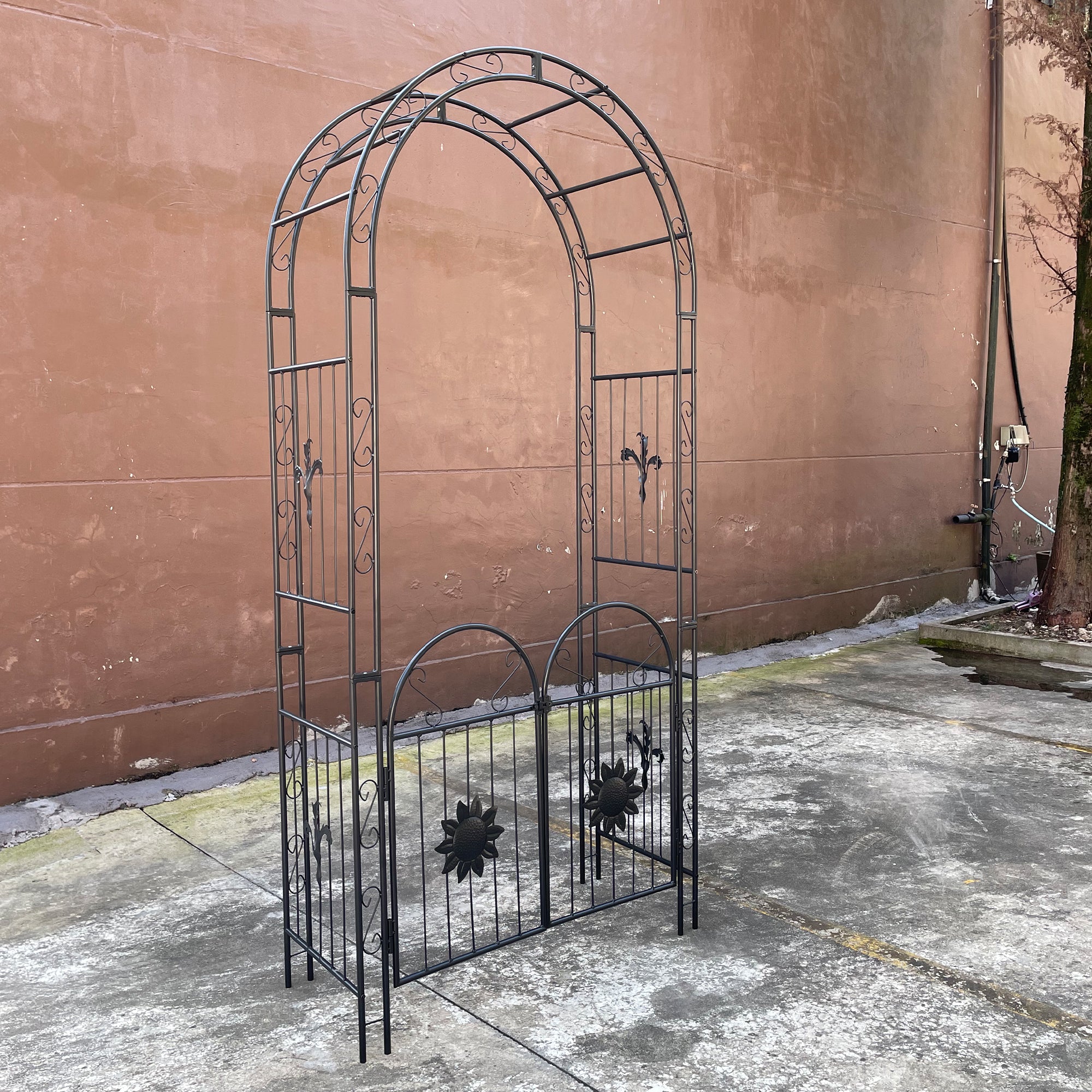 45.24'' x 19.20'' Metal Outdoor Garden Arch Trellis Climbing Plants Support