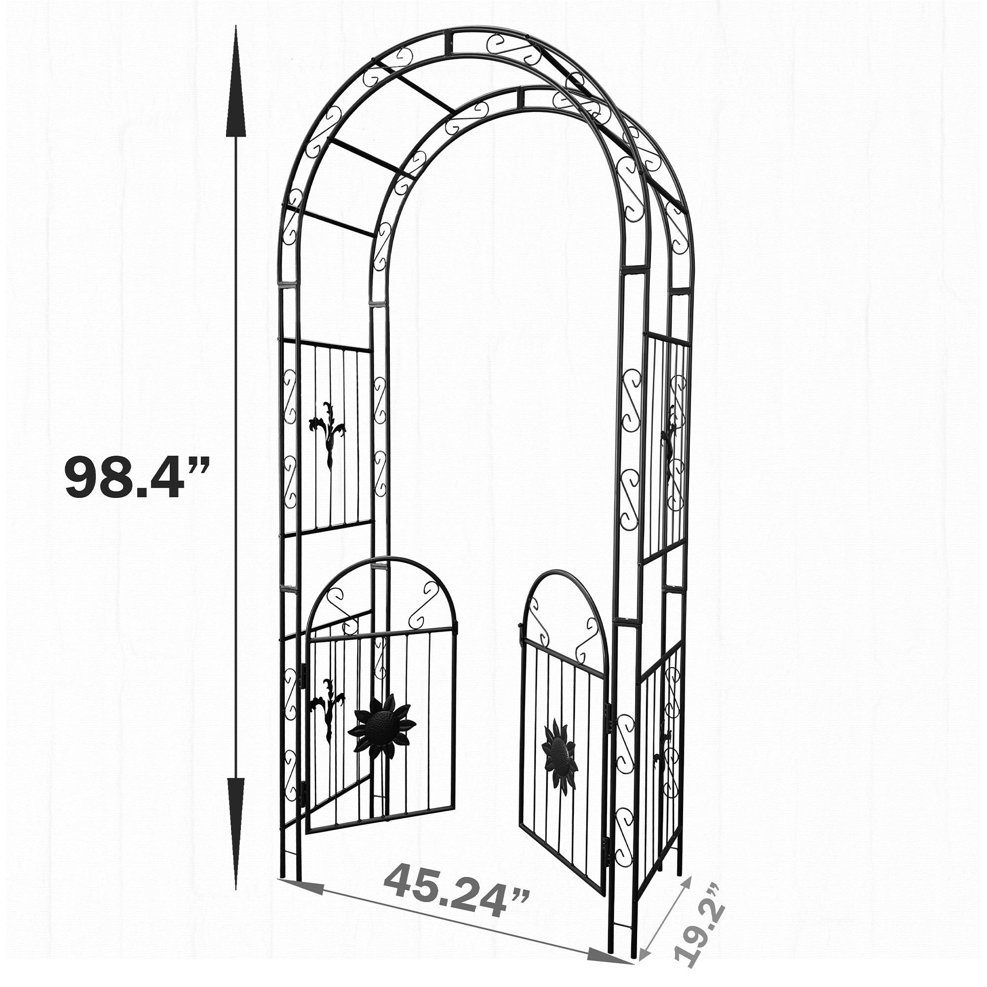 45.24'' x 19.20'' Metal Outdoor Garden Arch Trellis Climbing Plants Support