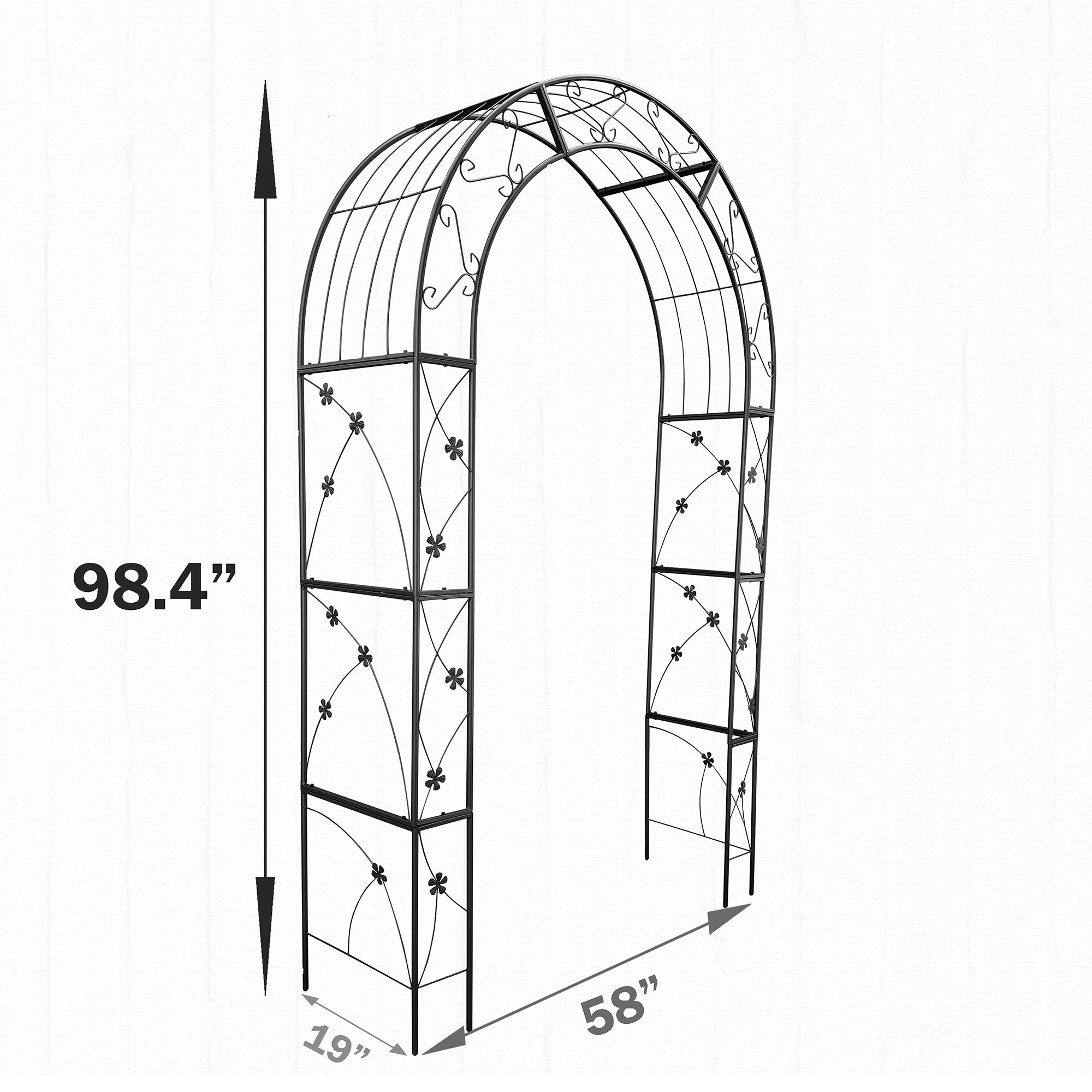 58'' x 19'' Metal Outdoor Garden Arch Trellis Climbing Plants Support