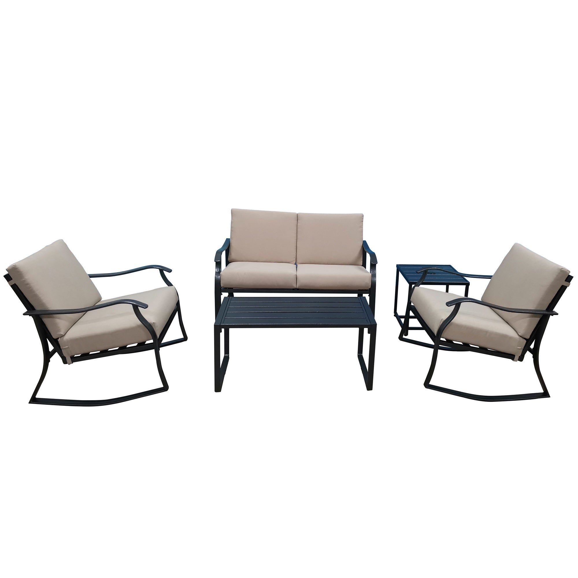 5-Piece Steel Frame Outdoor Patio Conversation Set with Cushion
