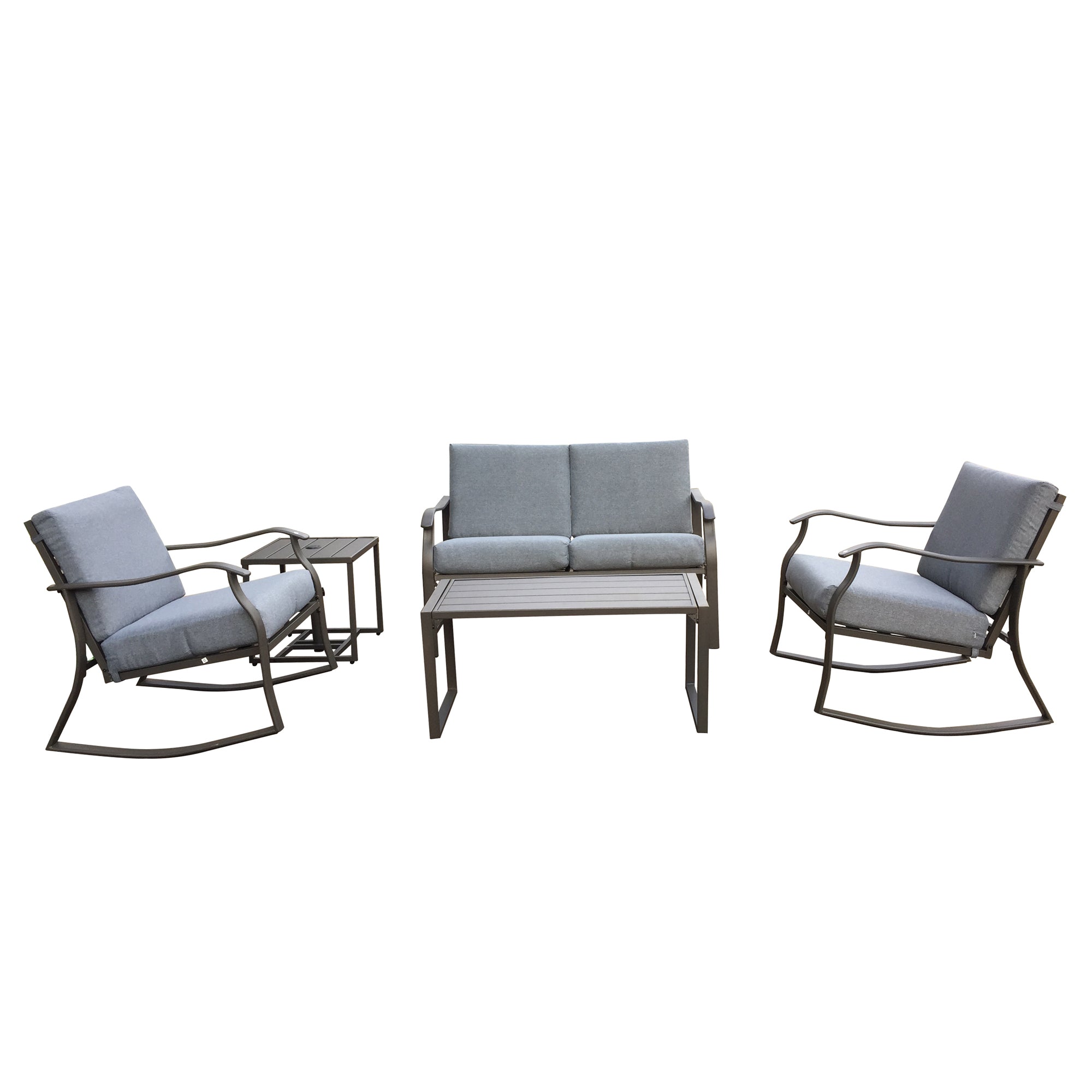 5-Piece Steel Frame Outdoor Patio Conversation Set with Cushion