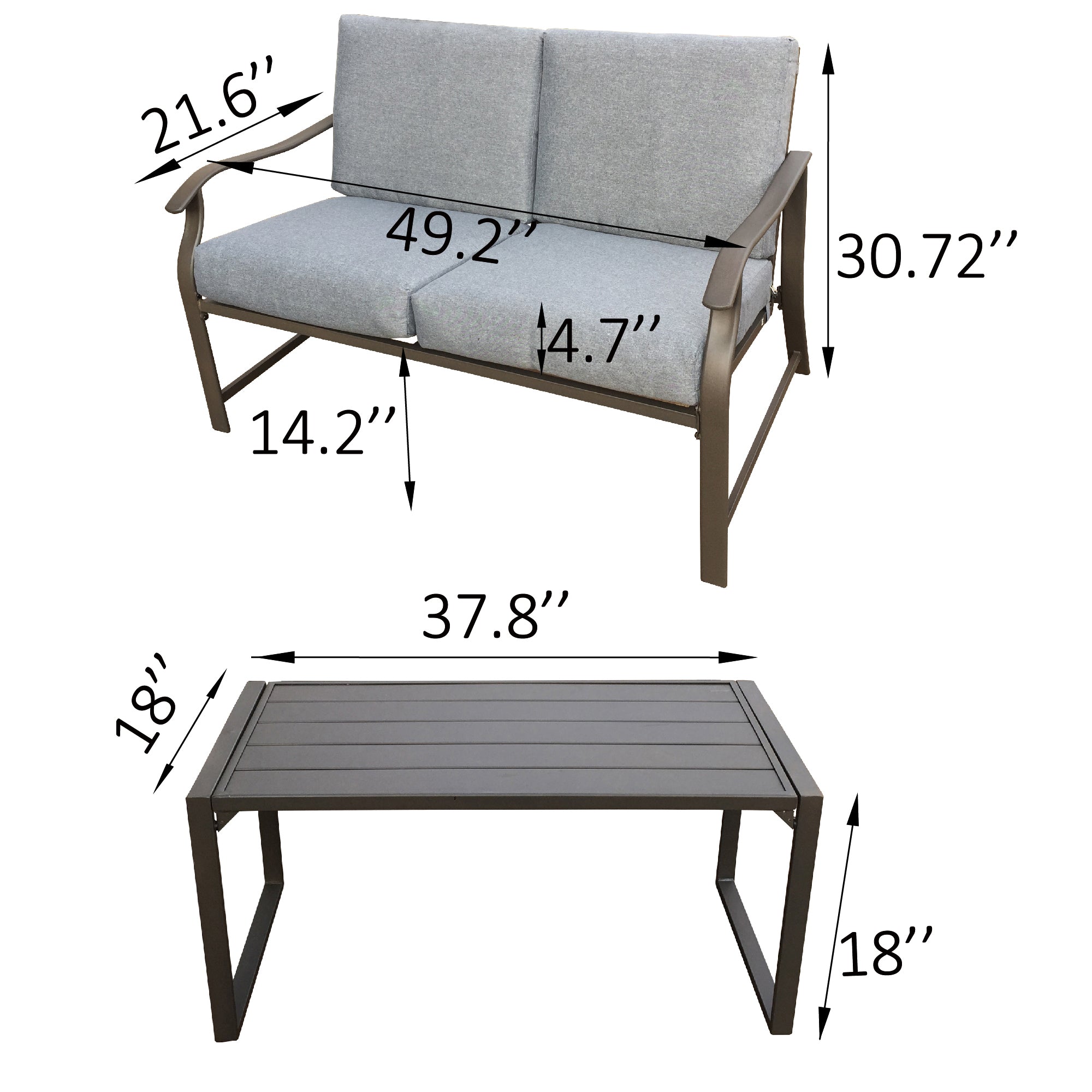 5-Piece Steel Frame Outdoor Patio Conversation Set with Cushion