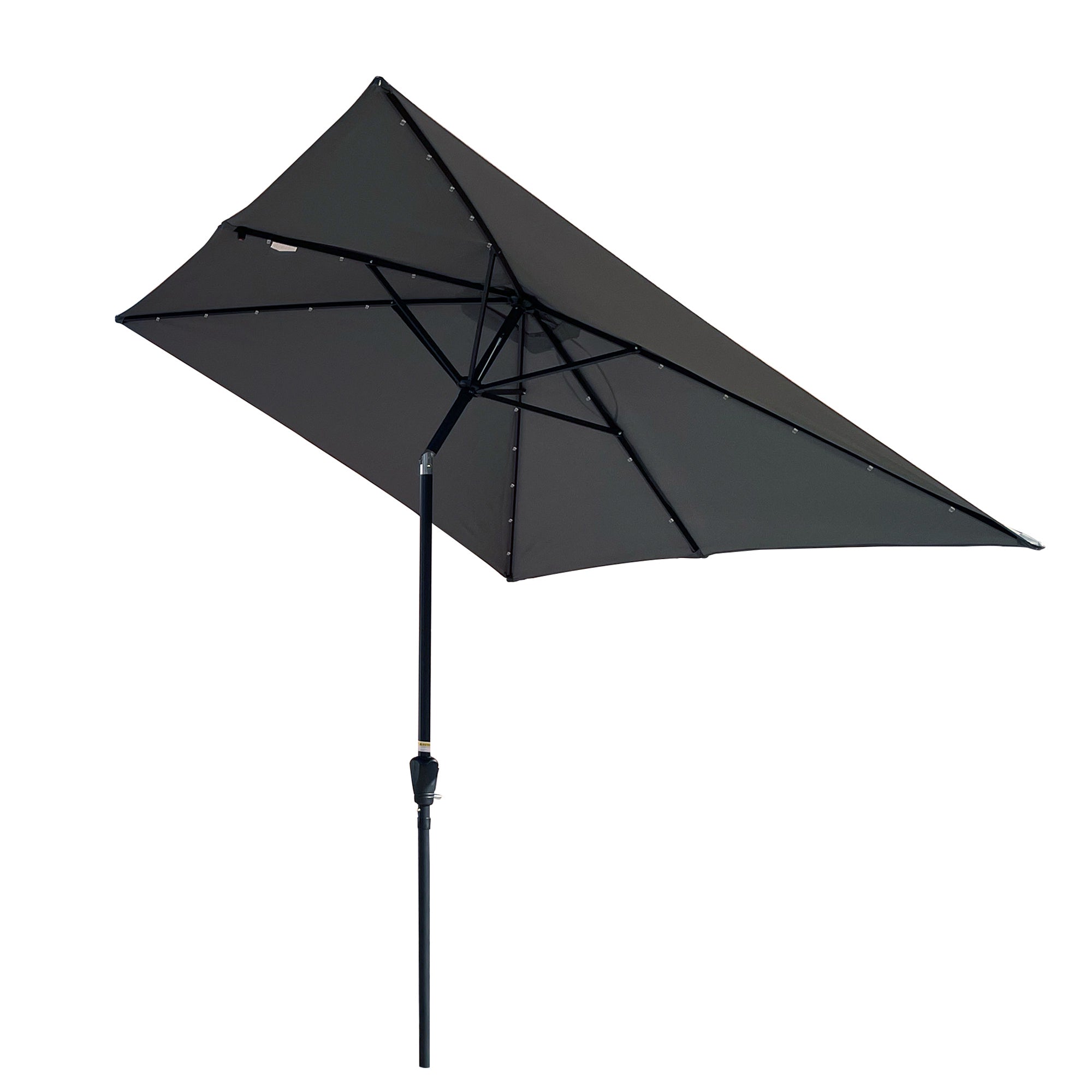 10 ft. x 6.5 ft. Outdoor Patio Rectangular Solar LED Lighted Market Umbrellas with Crank and Push Button Tilt