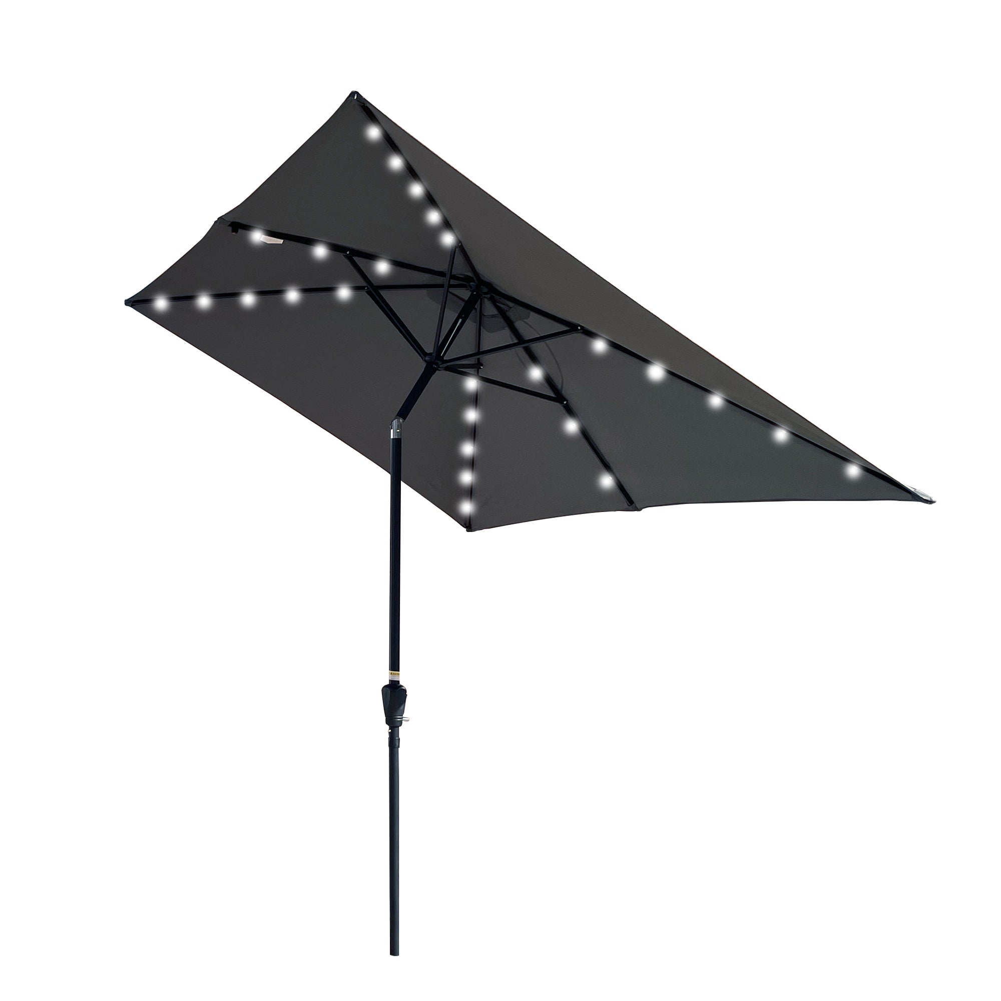 10 ft. x 6.5 ft. Outdoor Patio Rectangular Solar LED Lighted Market Umbrellas with Crank and Push Button Tilt