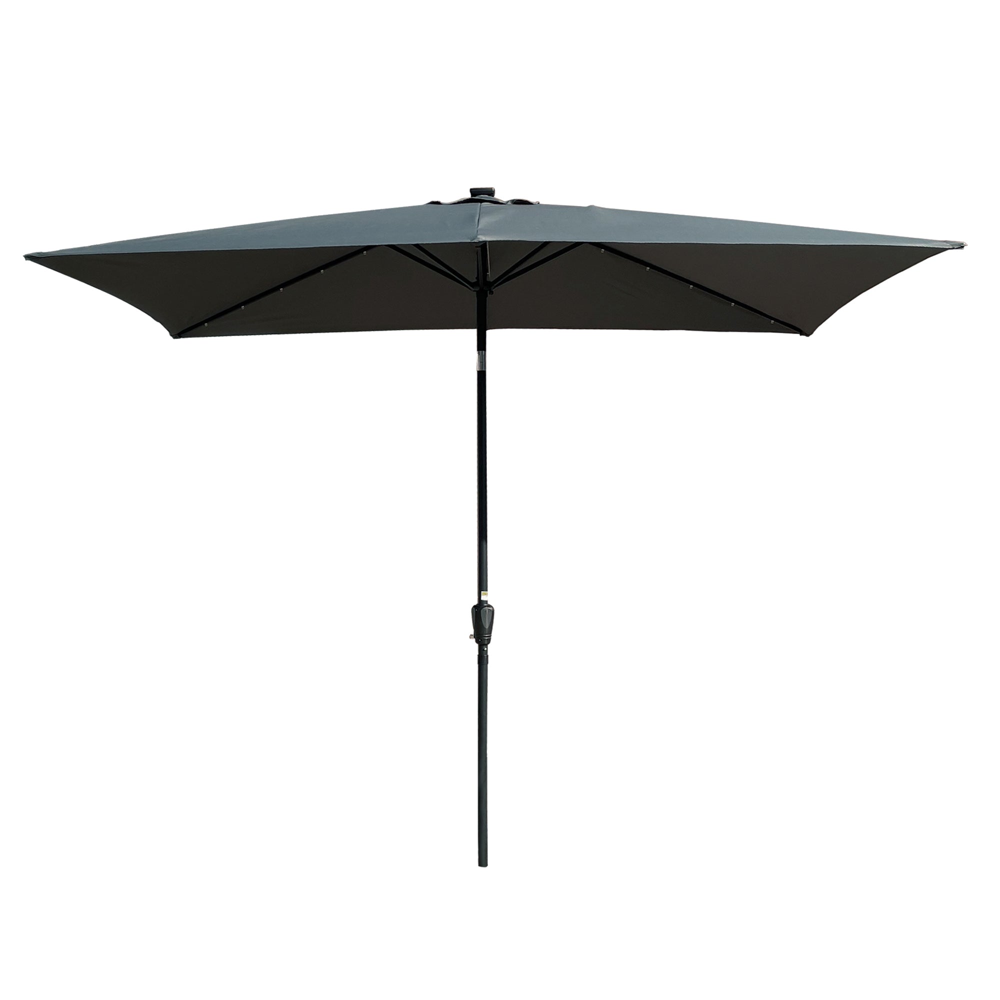 10 ft. x 6.5 ft. Outdoor Patio Rectangular Solar LED Lighted Market Umbrellas with Crank and Push Button Tilt