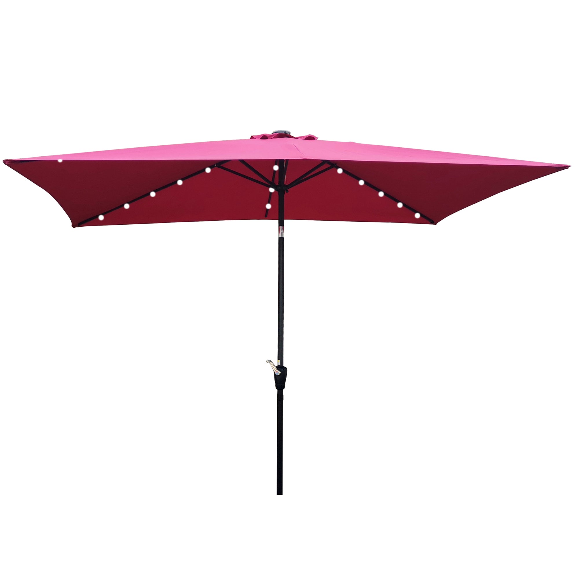 10 ft. x 6.5 ft. Outdoor Patio Rectangular Solar LED Lighted Market Umbrellas with Crank and Push Button Tilt