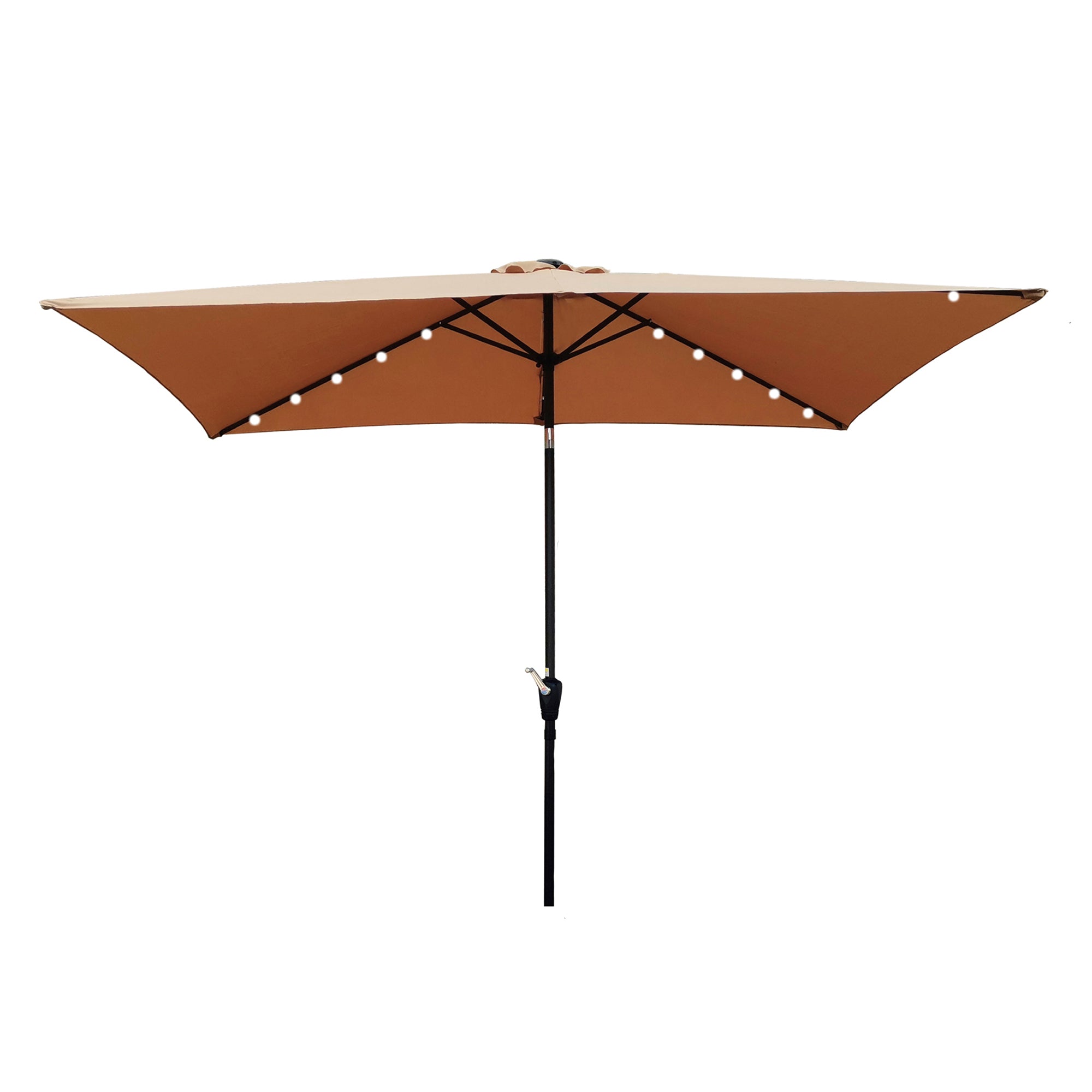 10 ft. x 6.5 ft. Outdoor Patio Rectangular Solar LED Lighted Market Umbrellas with Crank and Push Button Tilt